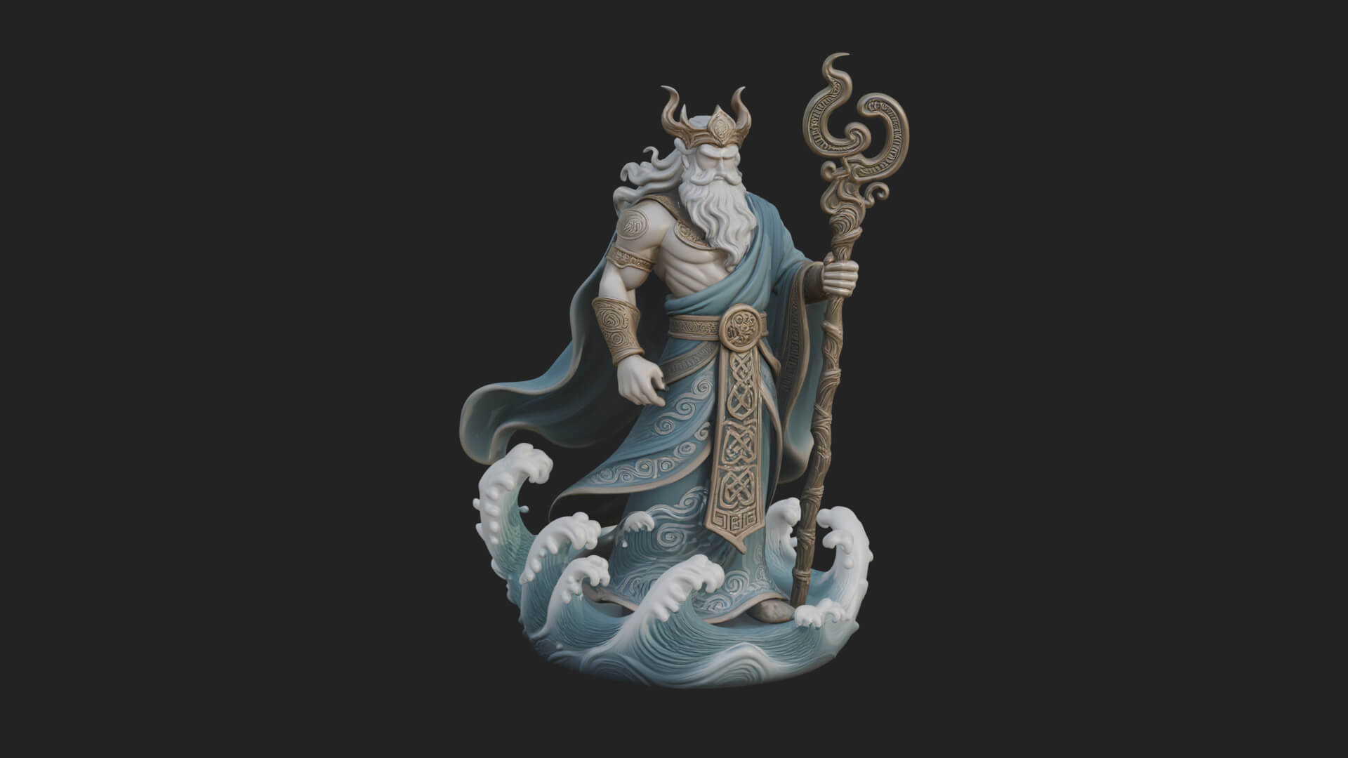 Poseidon with Trident Statue Design 17 3D Print Model 3D Model