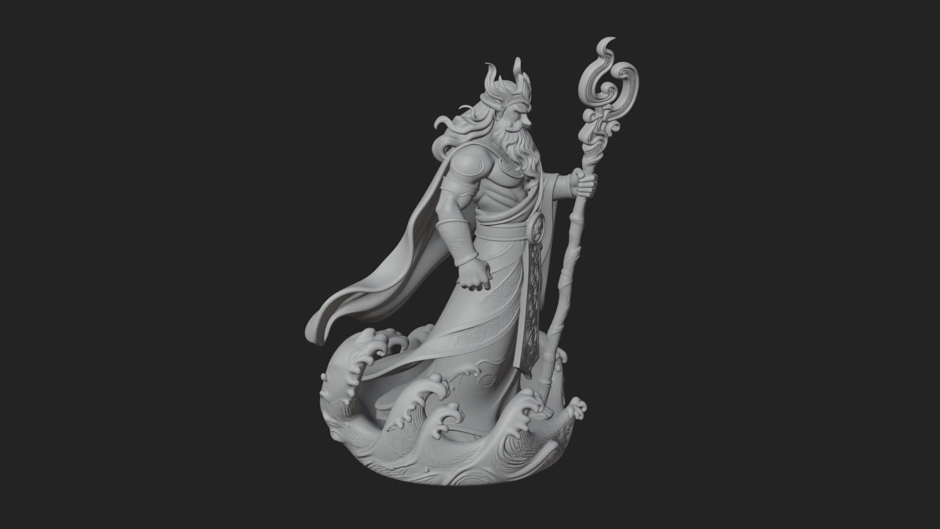 Poseidon with Trident Statue Design 17 3D Print Model 3D Model