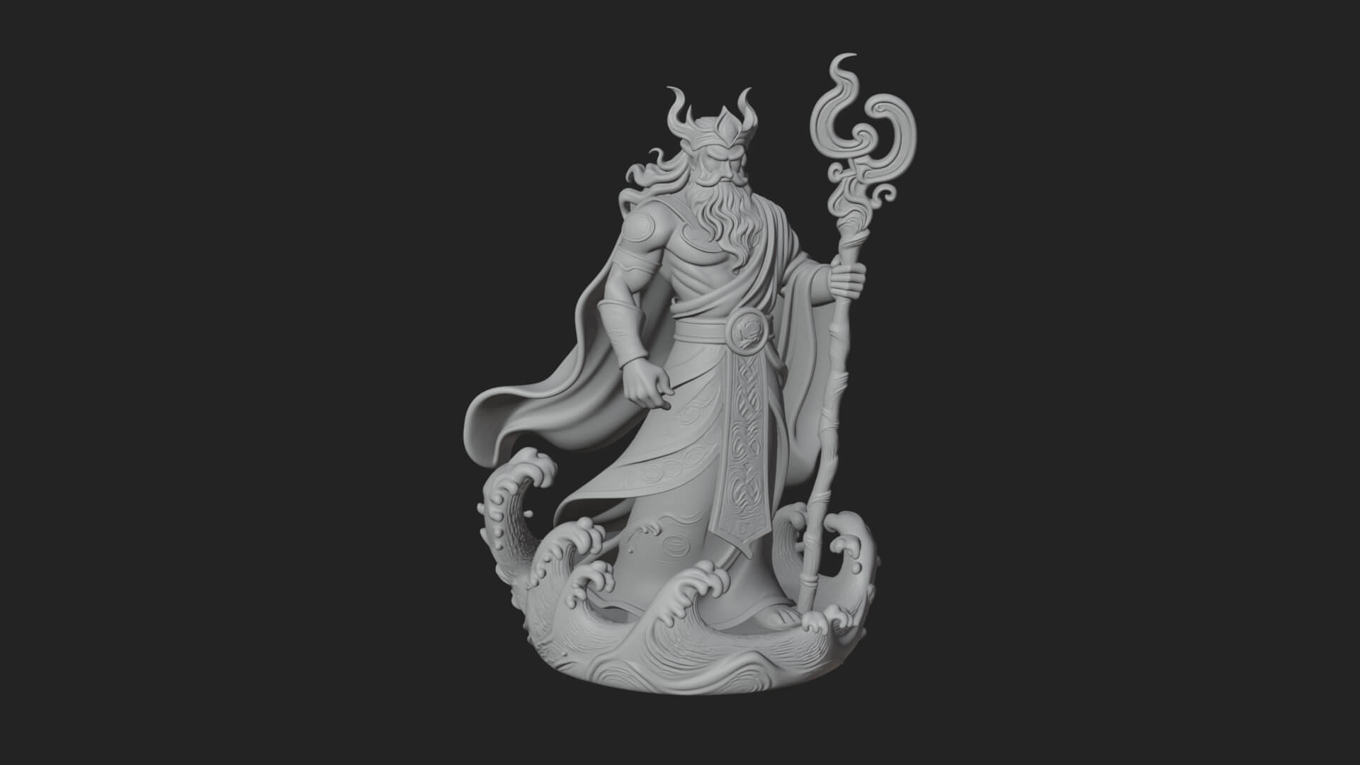 Poseidon with Trident Statue Design 17 3D Print Model 3D Model