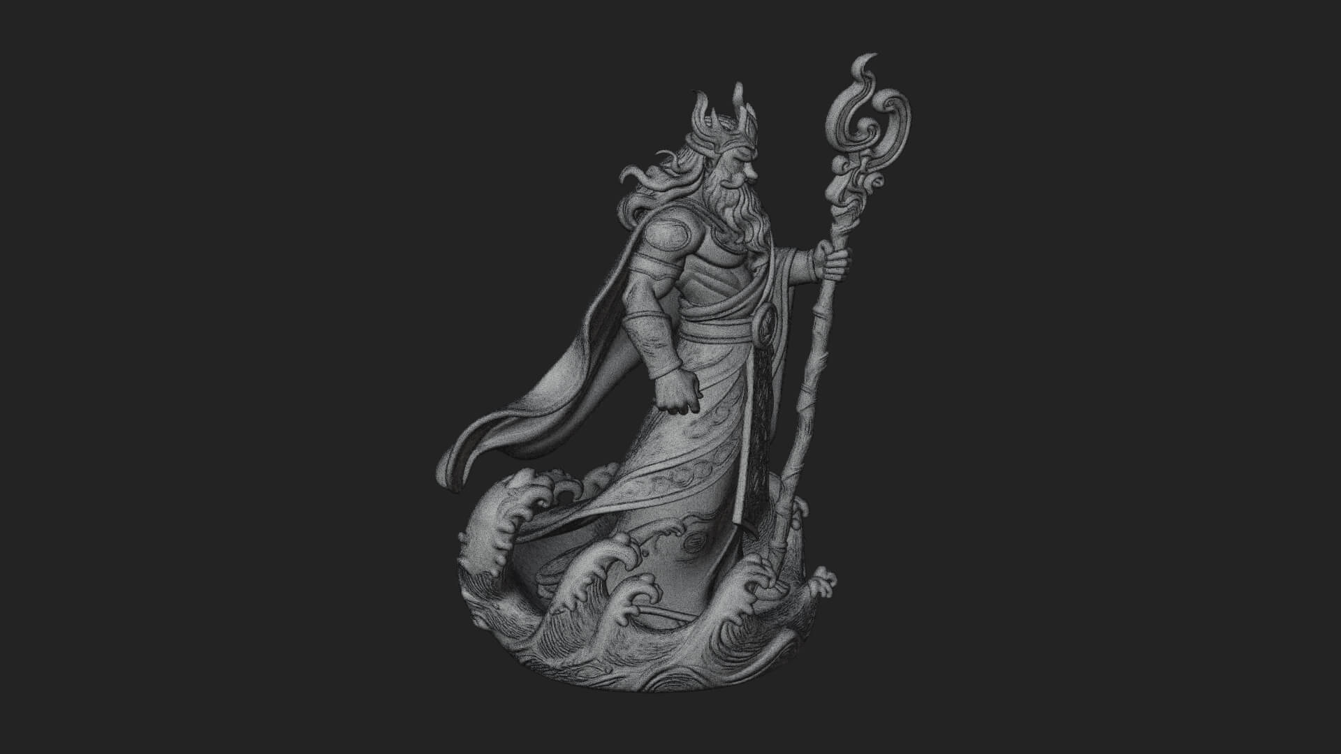 Poseidon with Trident Statue Design 17 3D Print Model 3D Model