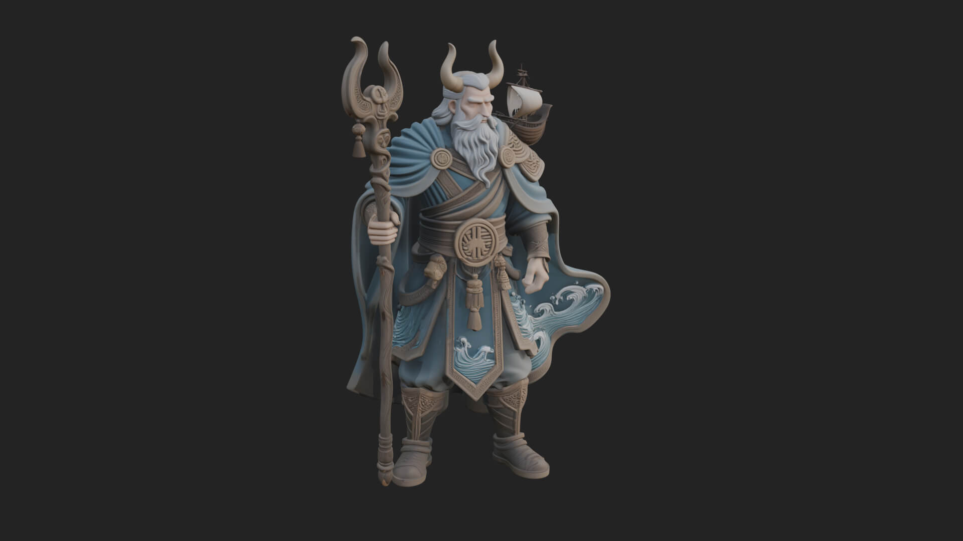 Poseidon with Trident Statue Design 18 3D Print Model 3D Model