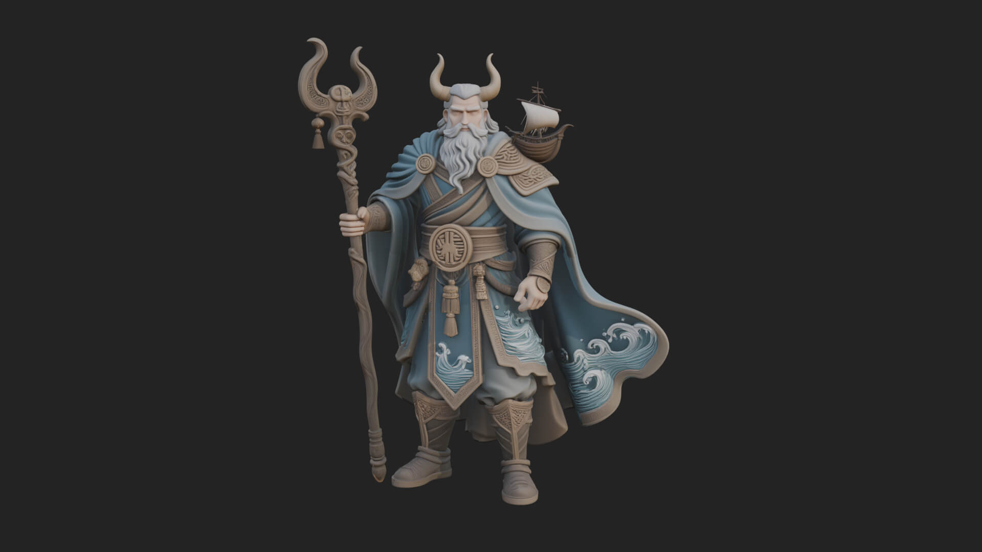 Poseidon with Trident Statue Design 18 3D Print Model 3D Model