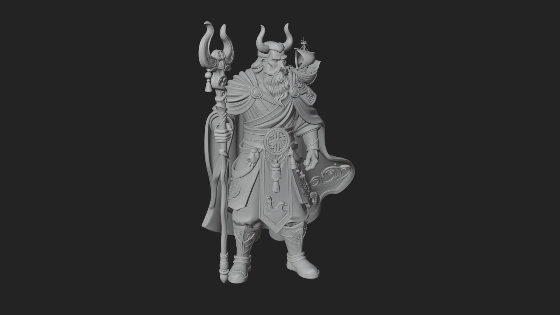 Poseidon with Trident Statue Design 18 3D Print Model 3D Model