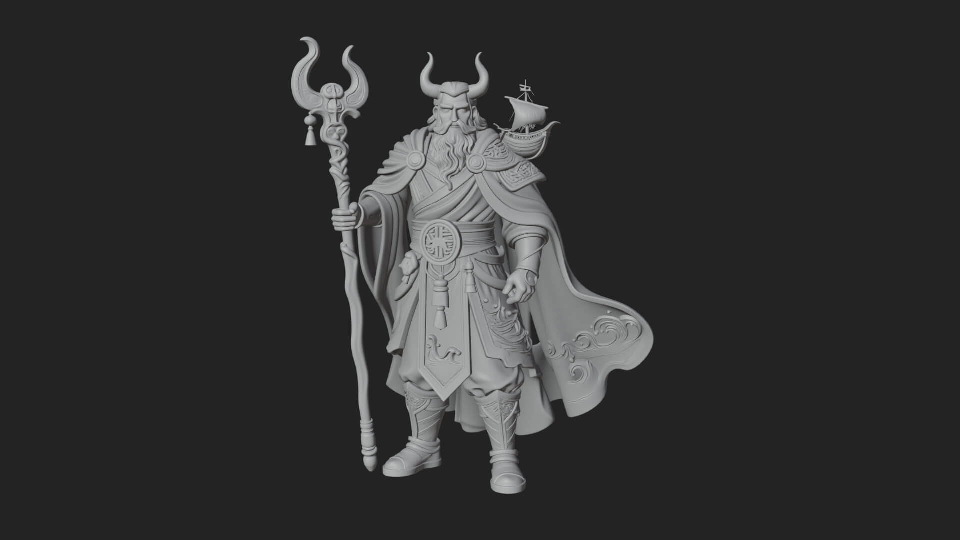 Poseidon with Trident Statue Design 18 3D Print Model 3D Model