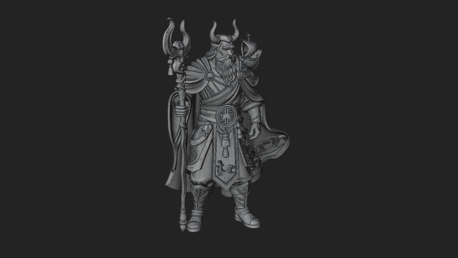Poseidon with Trident Statue Design 18 3D Print Model 3D Model