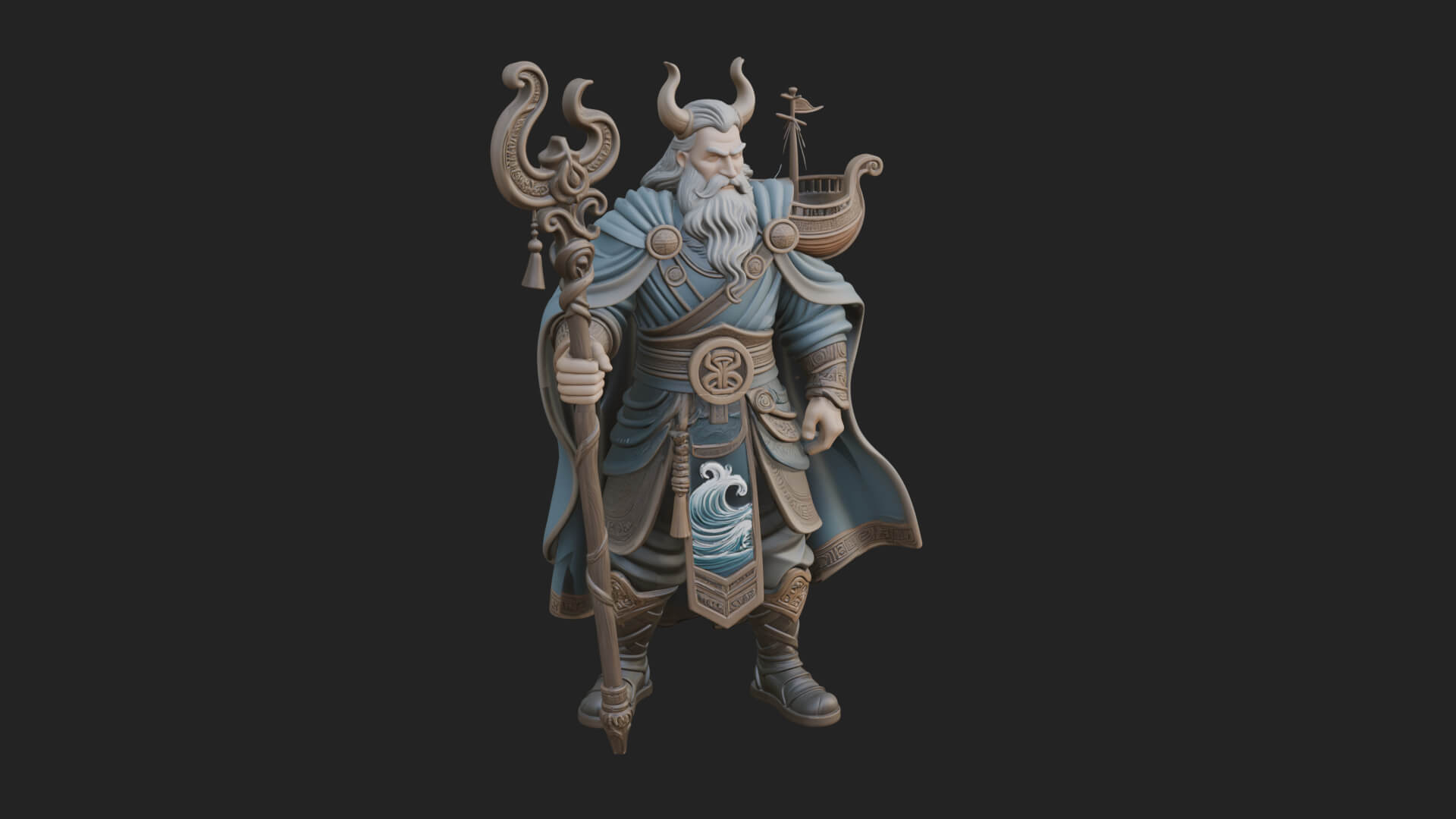 Poseidon with Trident Statue Design 19 3D Print Model 3D Model