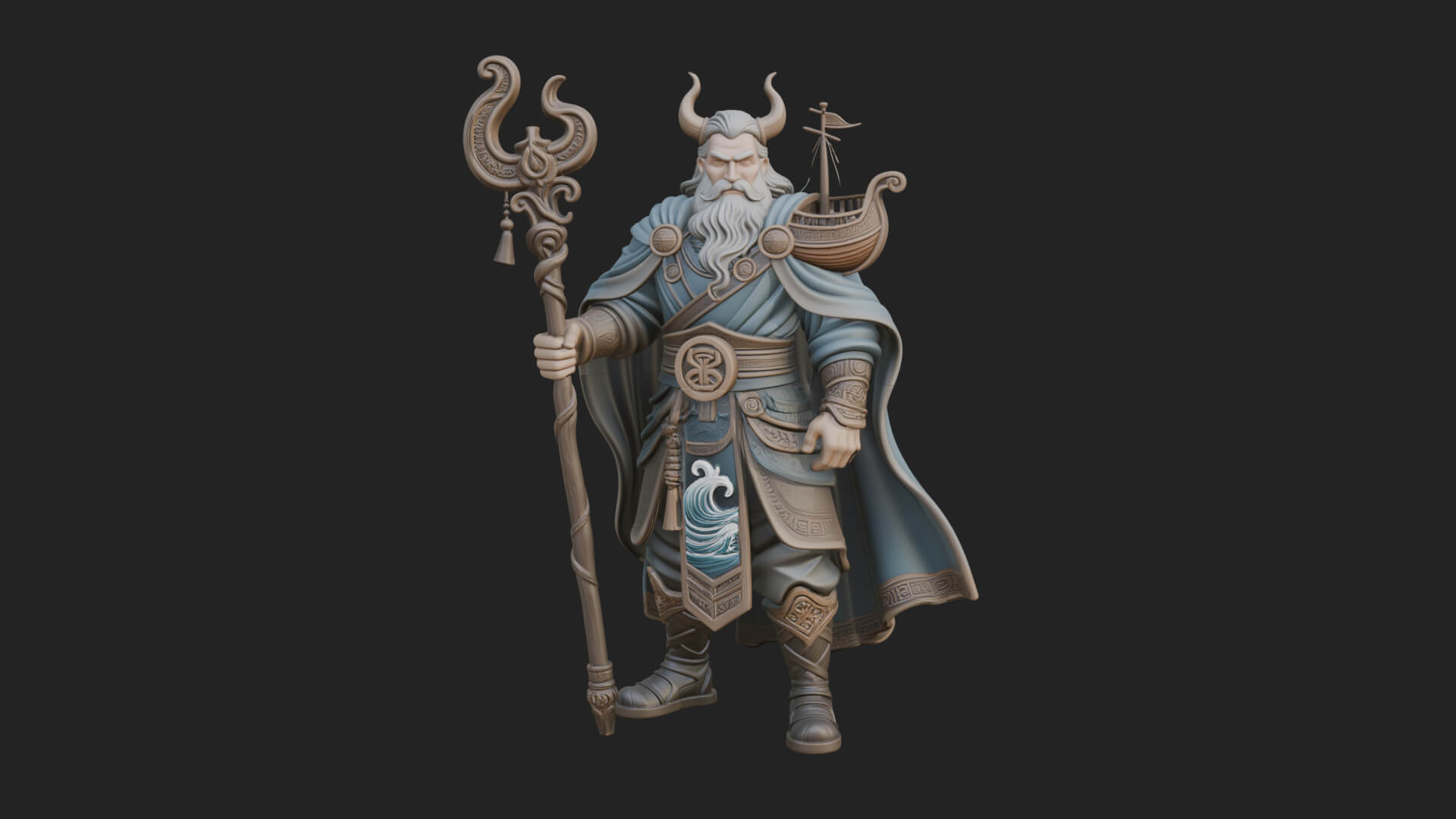 Poseidon with Trident Statue Design 19 3D Print Model 3D Model