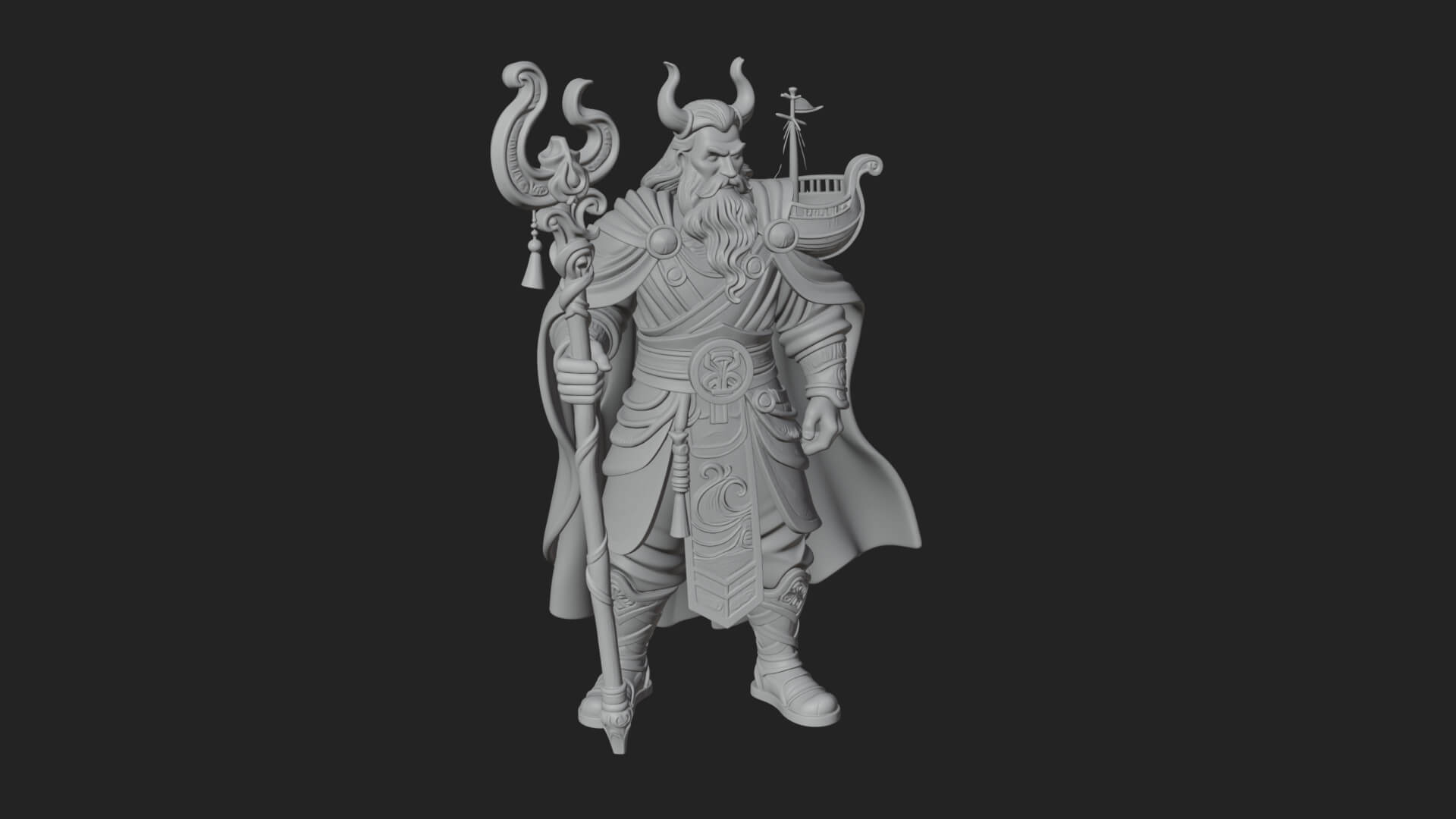 Poseidon with Trident Statue Design 19 3D Print Model 3D Model
