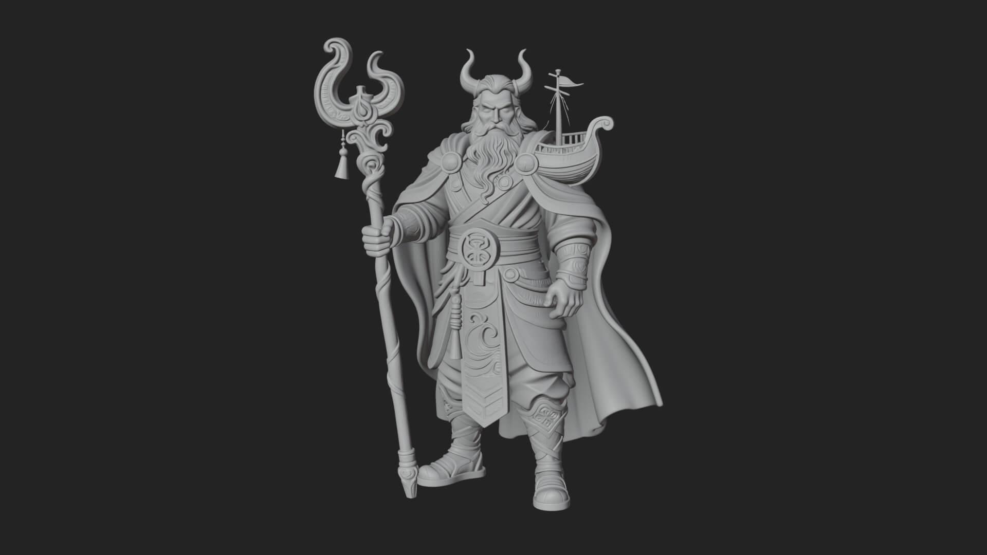 Poseidon with Trident Statue Design 19 3D Print Model 3D Model