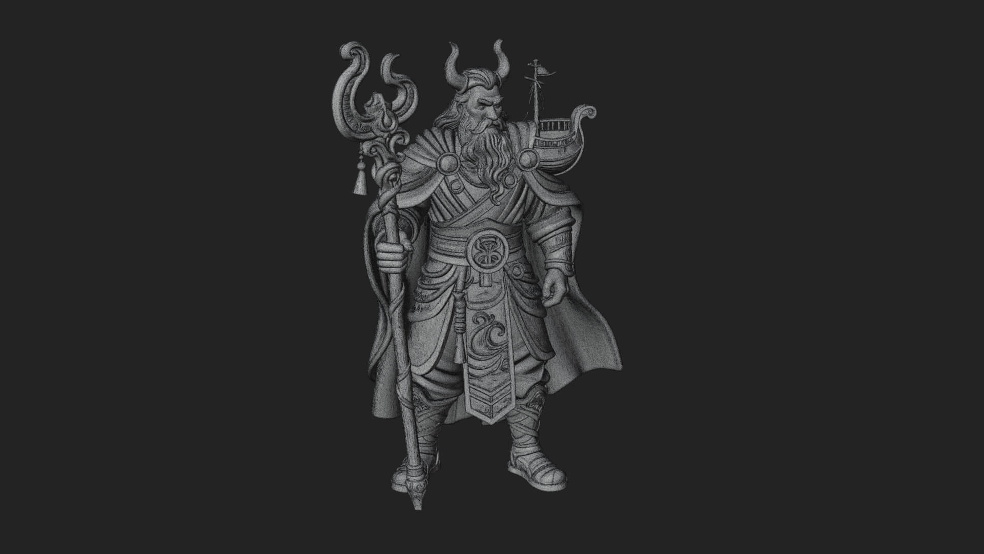 Poseidon with Trident Statue Design 19 3D Print Model 3D Model