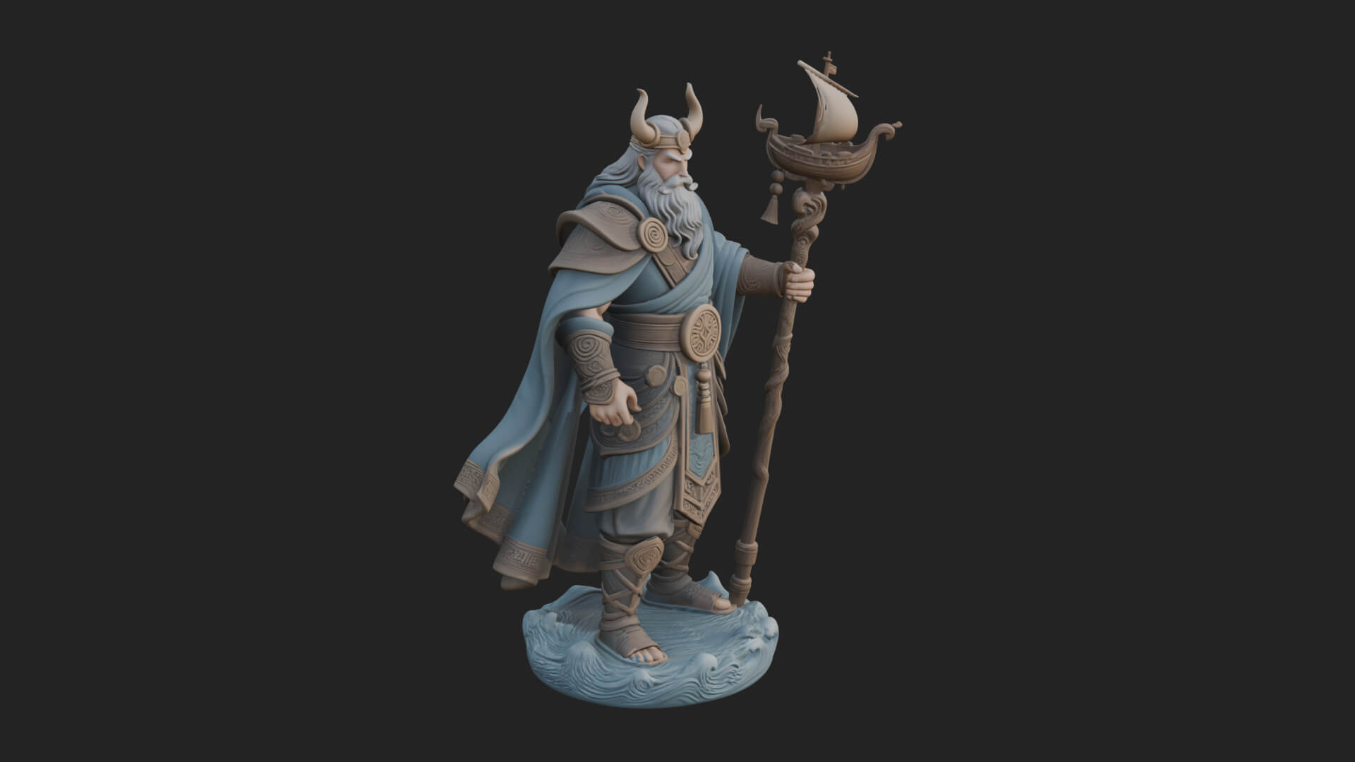 Poseidon with Trident Statue Design 20 3D Print Model 3D Model
