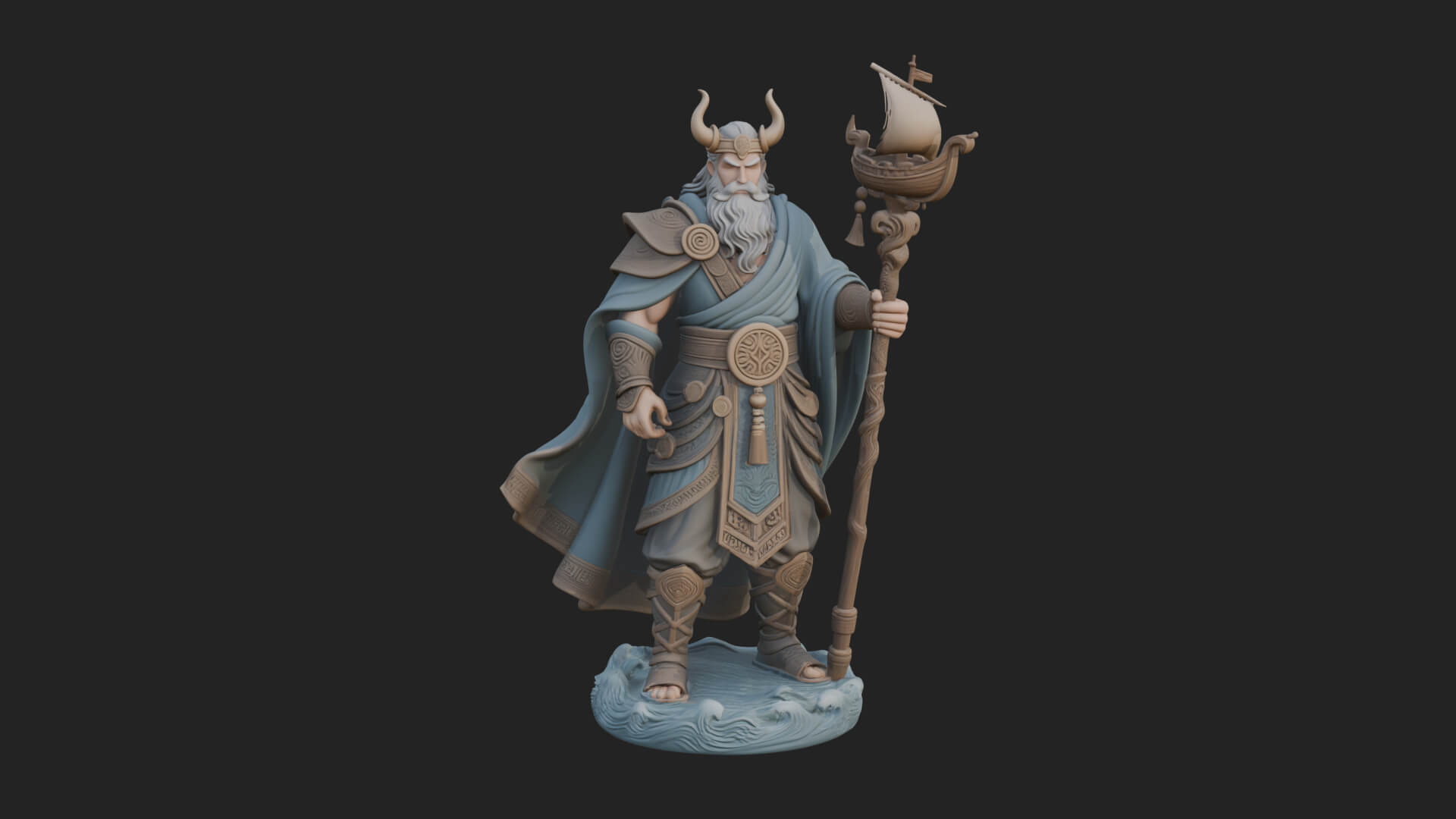 Poseidon with Trident Statue Design 20 3D Print Model 3D Model