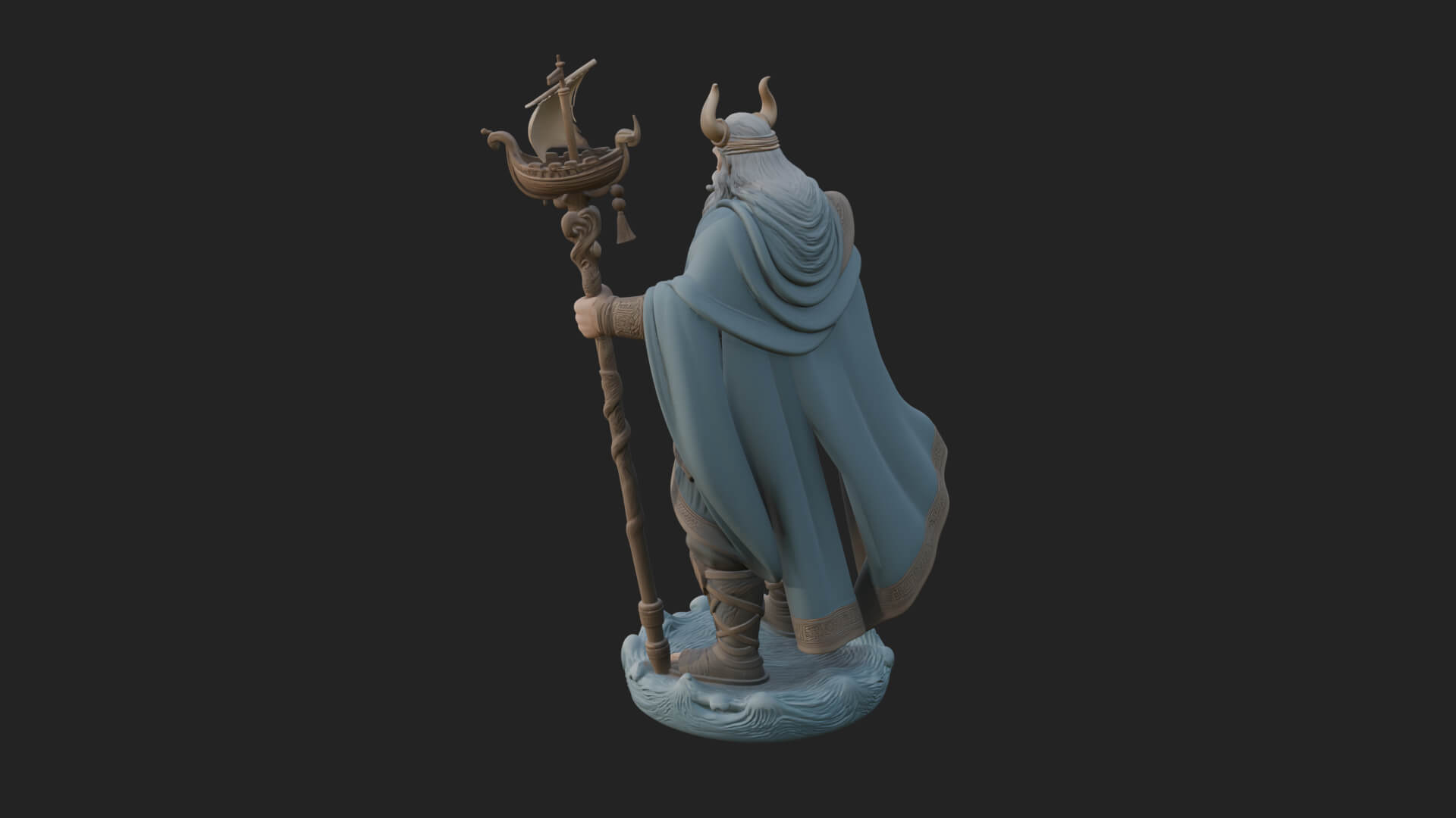 Poseidon with Trident Statue Design 20 3D Print Model 3D Model