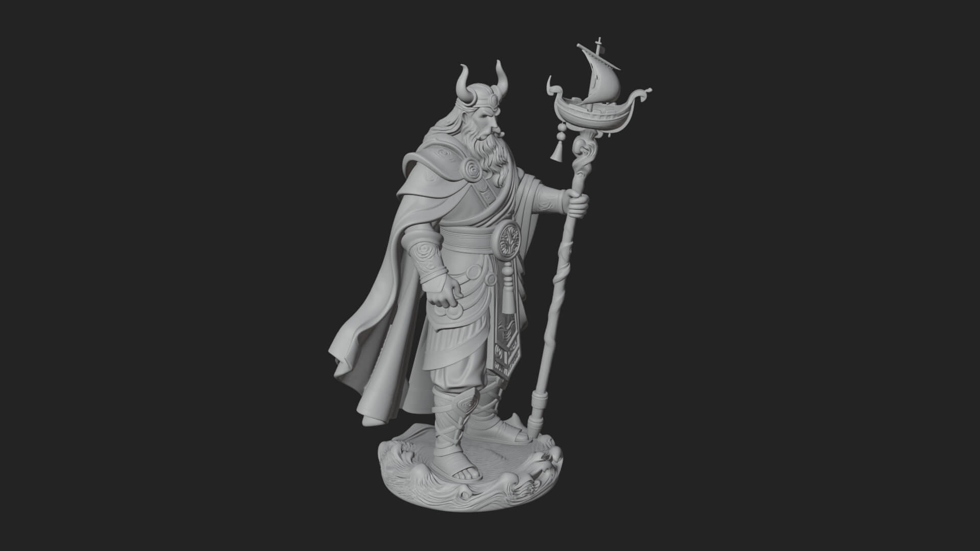 Poseidon with Trident Statue Design 20 3D Print Model 3D Model