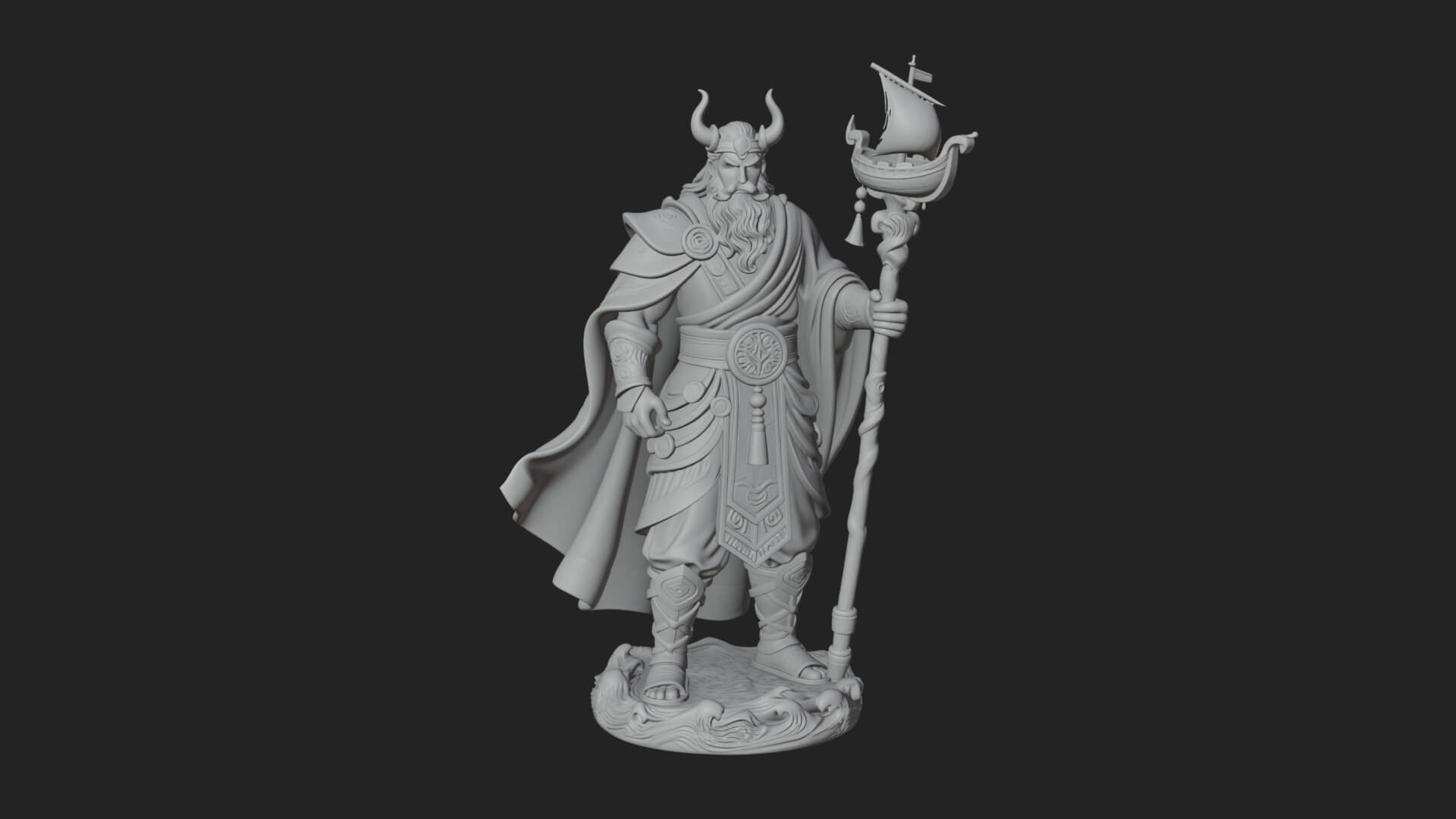 Poseidon with Trident Statue Design 20 3D Print Model 3D Model