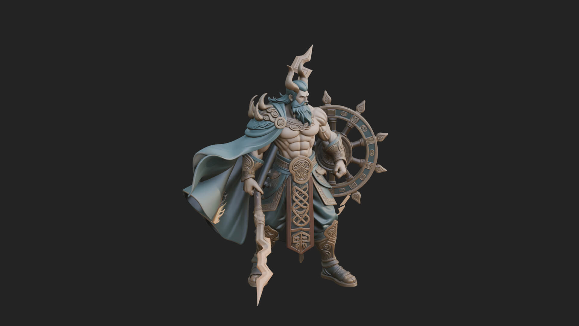 Poseidon with Trident Statue Design 21 3D Print Model 3D Model