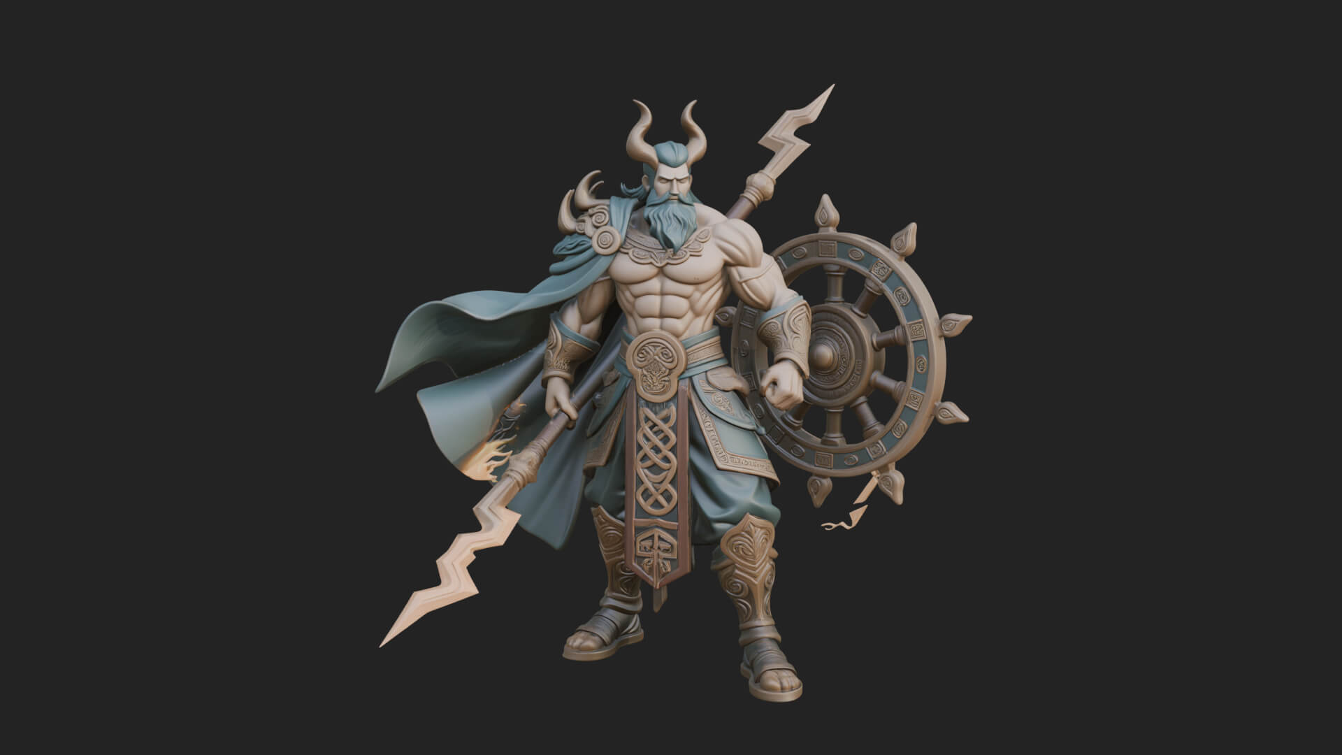 Poseidon with Trident Statue Design 21 3D Print Model 3D Model