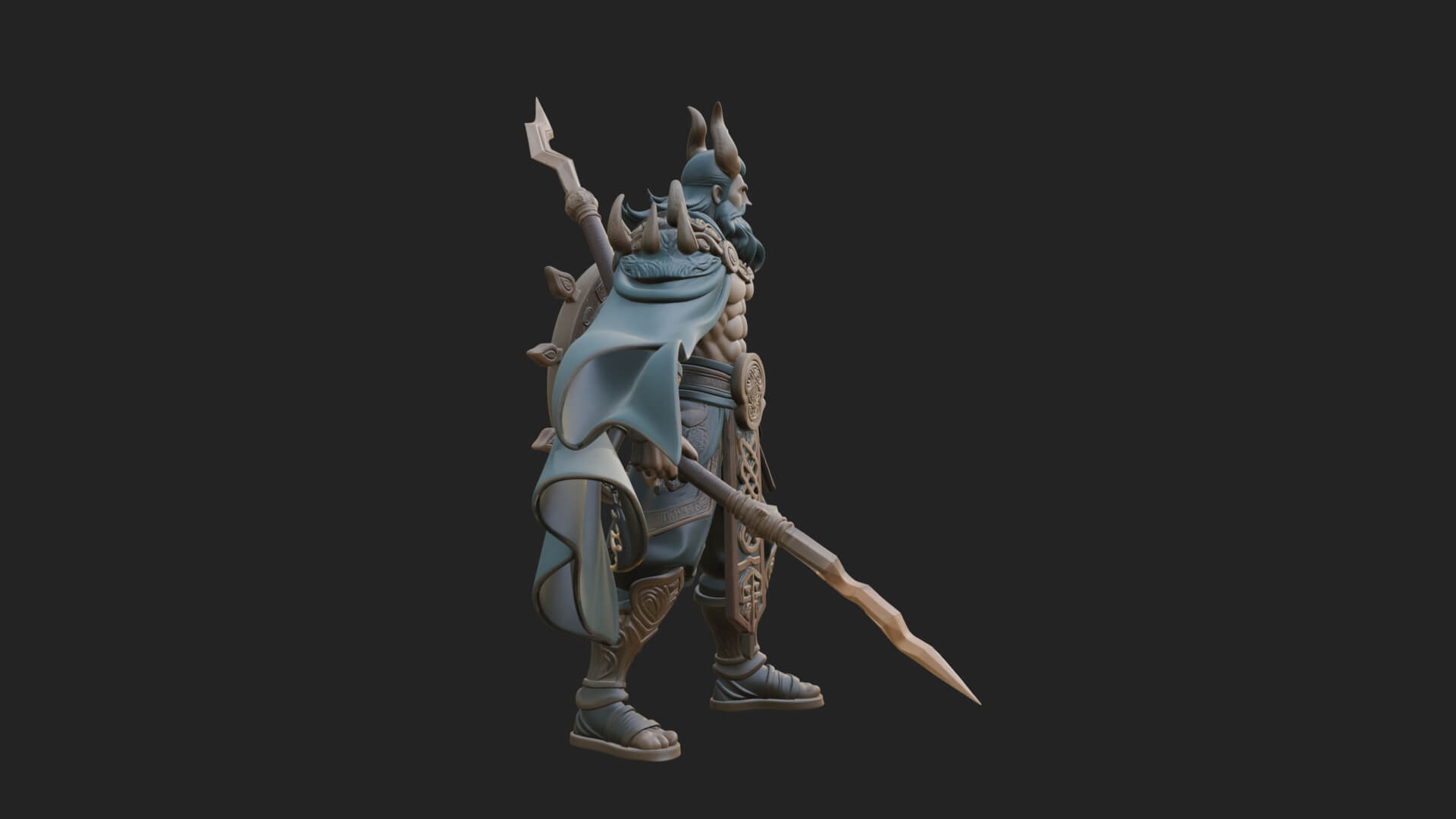 Poseidon with Trident Statue Design 21 3D Print Model 3D Model