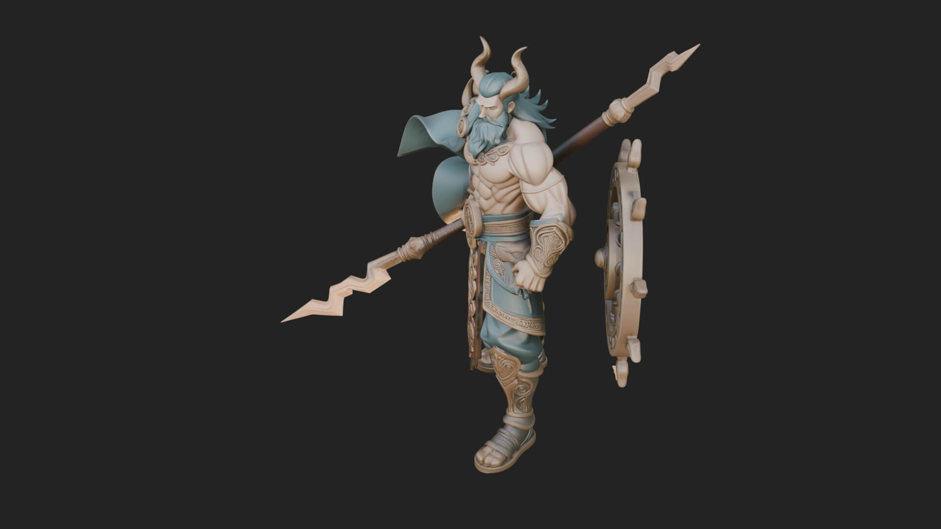Poseidon with Trident Statue Design 21 3D Print Model 3D Model