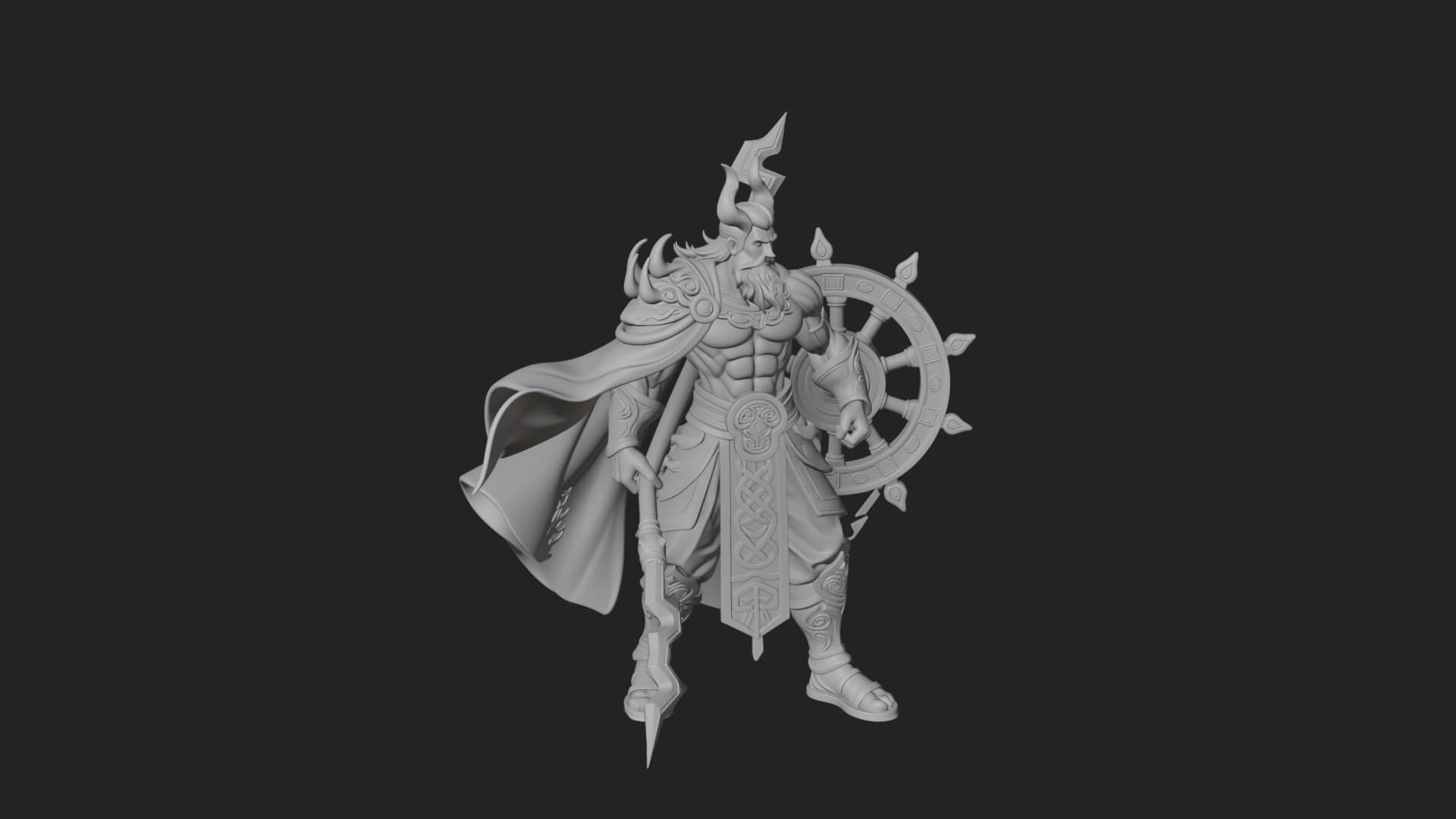 Poseidon with Trident Statue Design 21 3D Print Model 3D Model