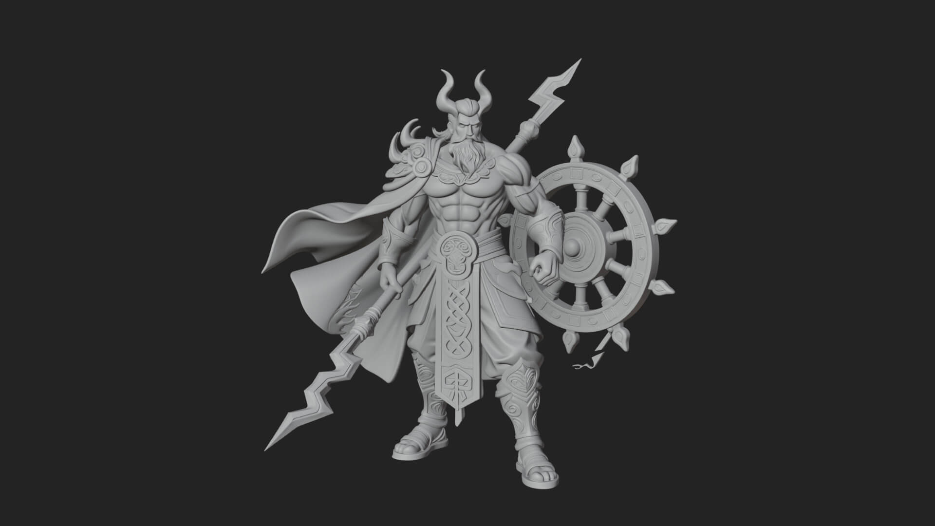 Poseidon with Trident Statue Design 21 3D Print Model 3D Model