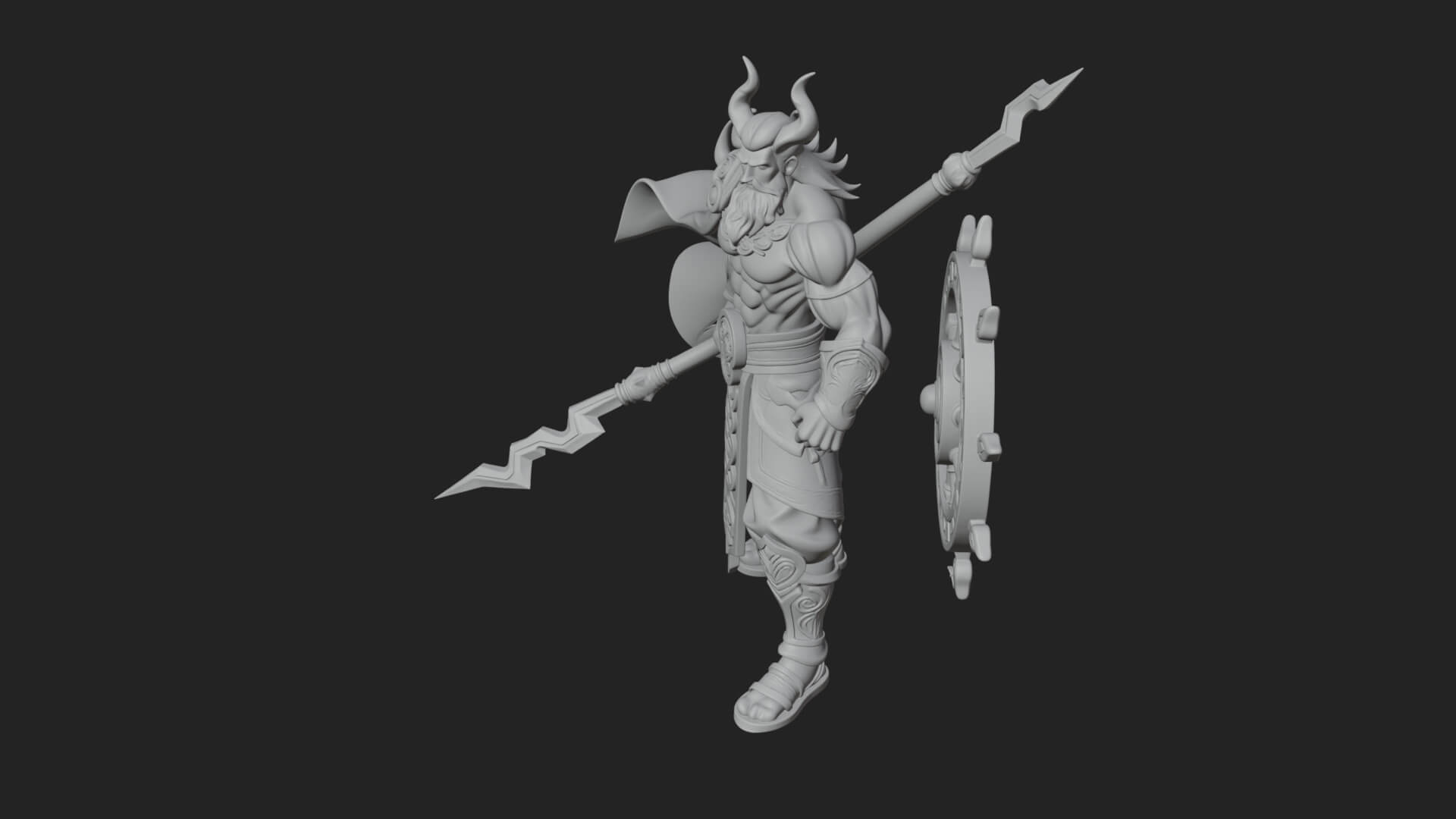 Poseidon with Trident Statue Design 21 3D Print Model 3D Model