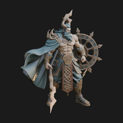 Poseidon with Trident Statue Design 21 3D Print Model