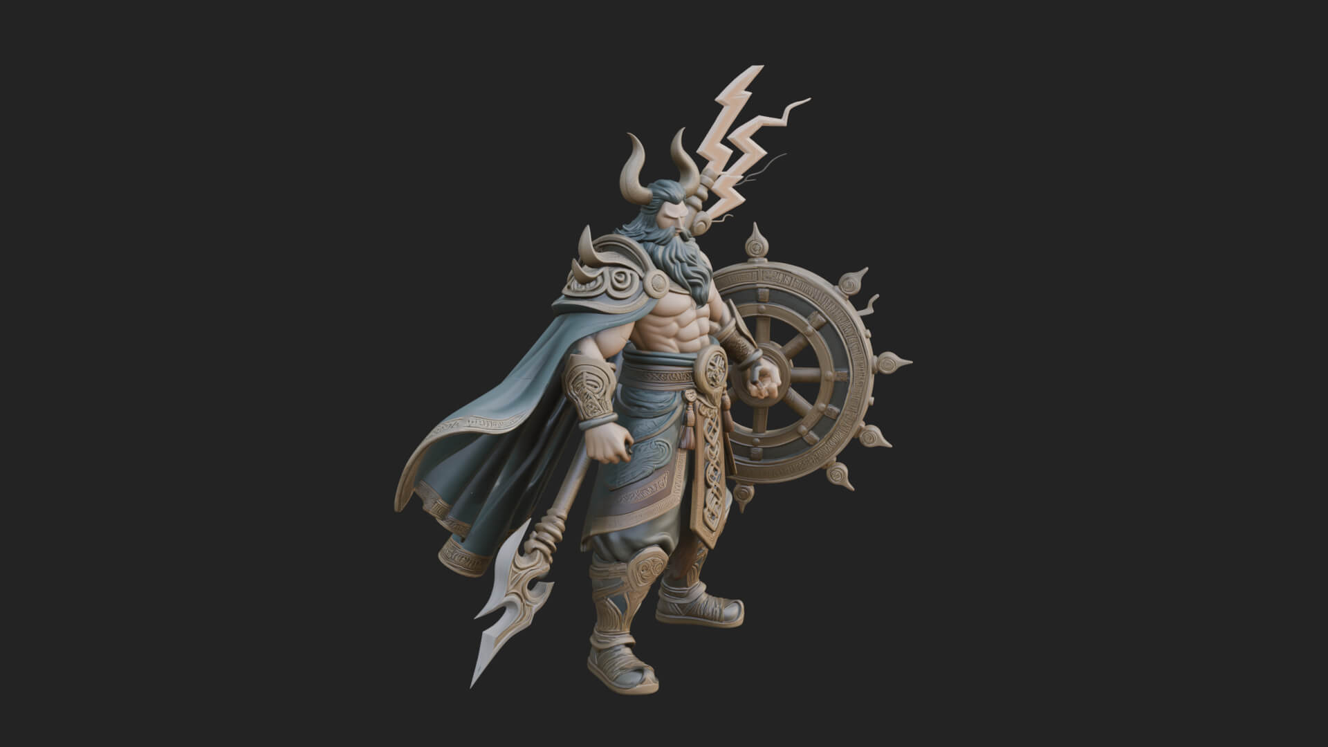 Poseidon with Trident Statue Design 22 3D Print Model 3D Model