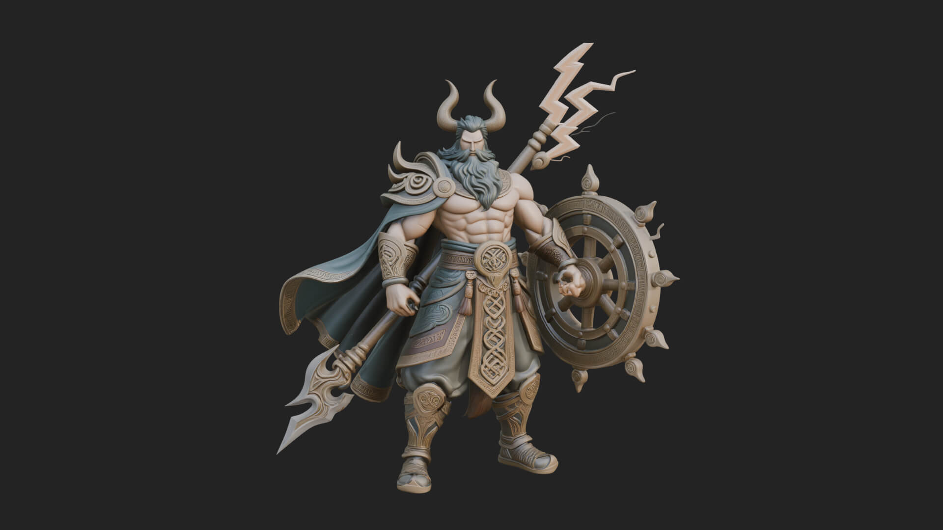 Poseidon with Trident Statue Design 22 3D Print Model 3D Model
