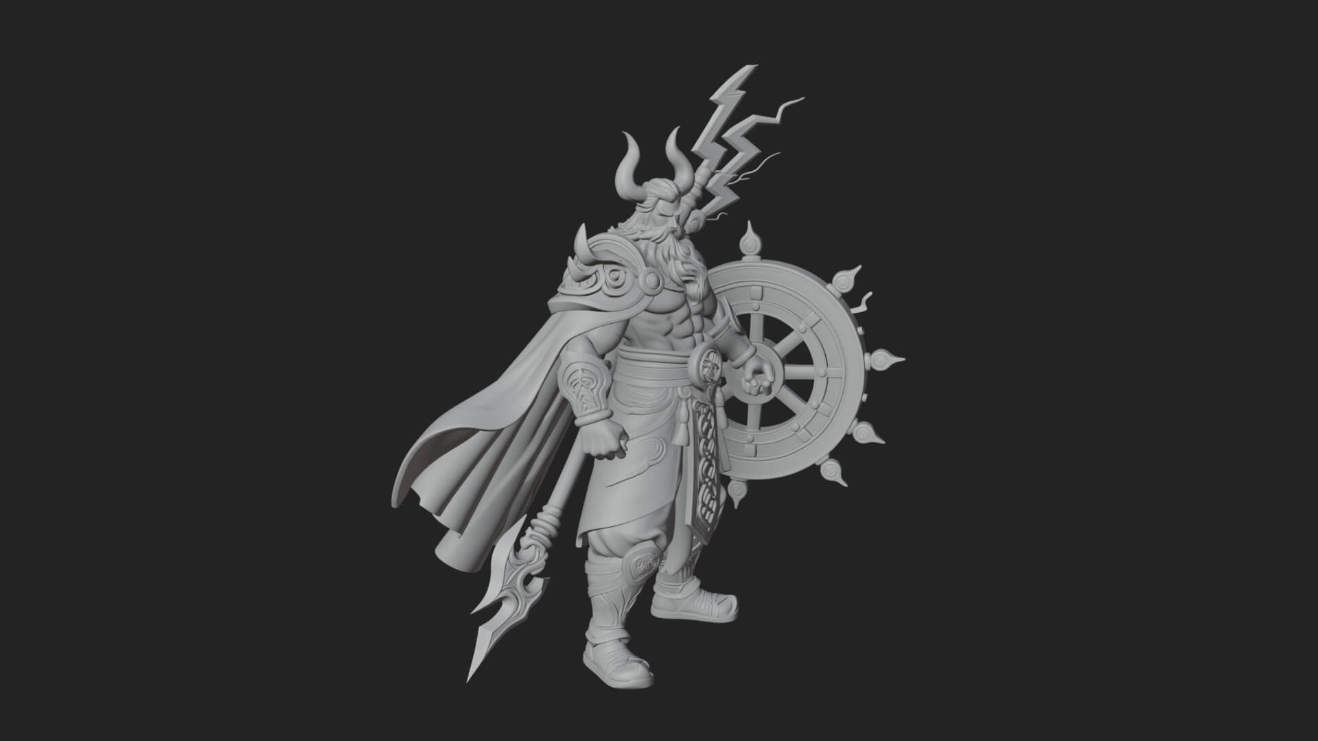 Poseidon with Trident Statue Design 22 3D Print Model 3D Model