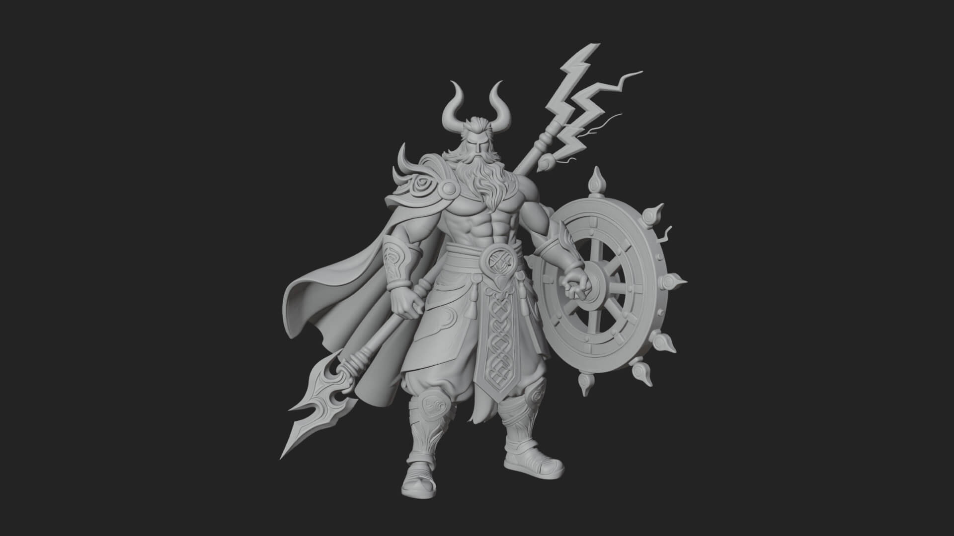 Poseidon with Trident Statue Design 22 3D Print Model 3D Model