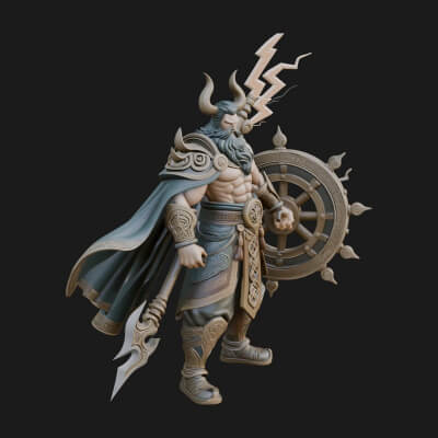 Poseidon with Trident Statue Design 22 3D Print Model
