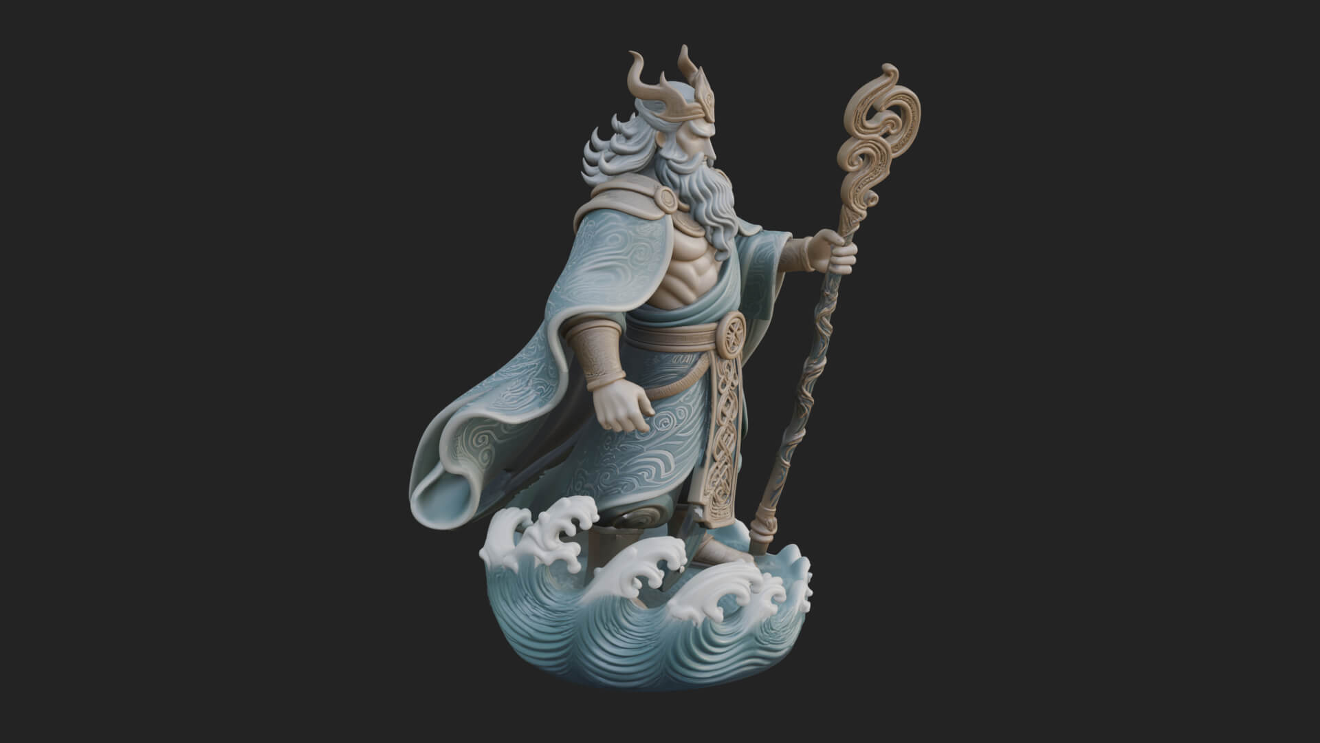 Poseidon with Trident Statue Design 23 3D Print Model 3D Model
