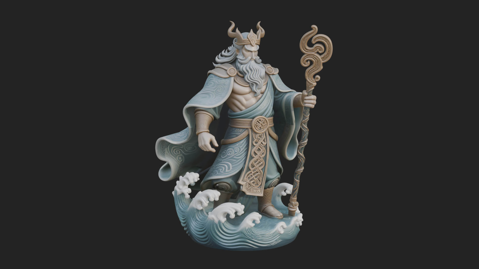 Poseidon with Trident Statue Design 23 3D Print Model 3D Model