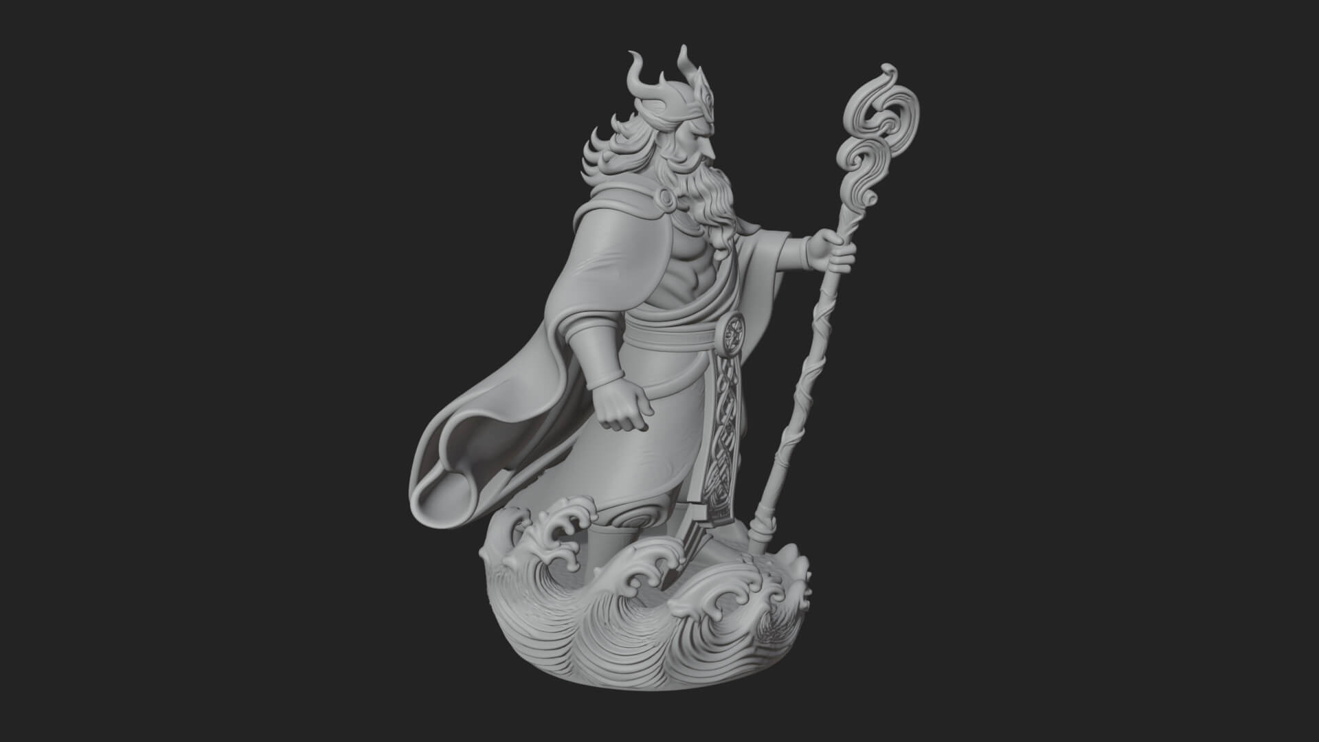 Poseidon with Trident Statue Design 23 3D Print Model 3D Model