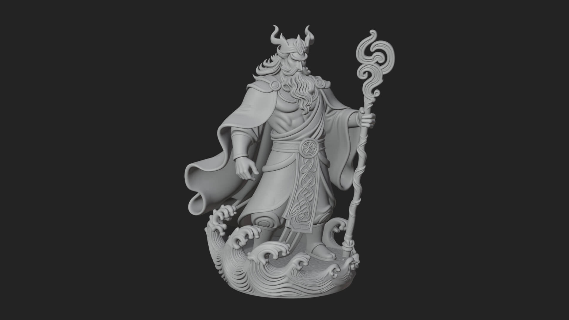 Poseidon with Trident Statue Design 23 3D Print Model 3D Model
