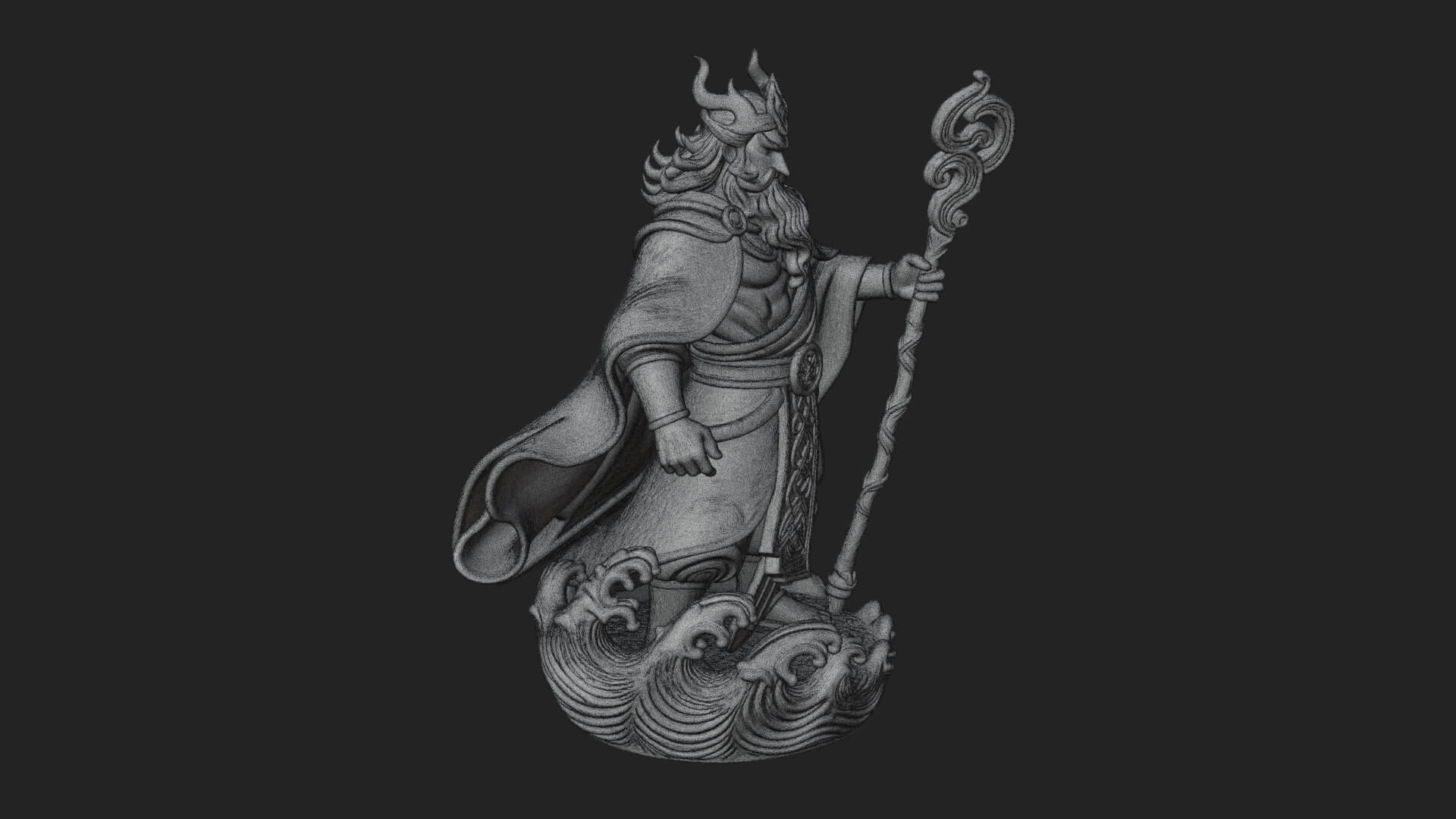 Poseidon with Trident Statue Design 23 3D Print Model 3D Model