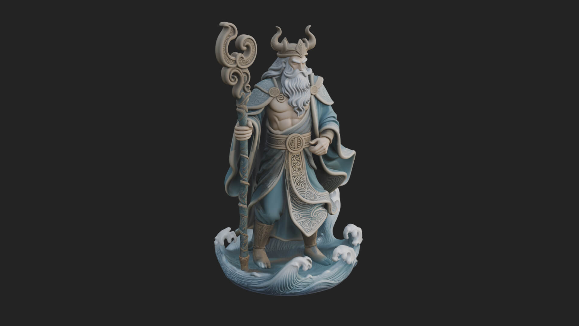 Poseidon With Trident Statue Design 24 3D Print Model 3D Model