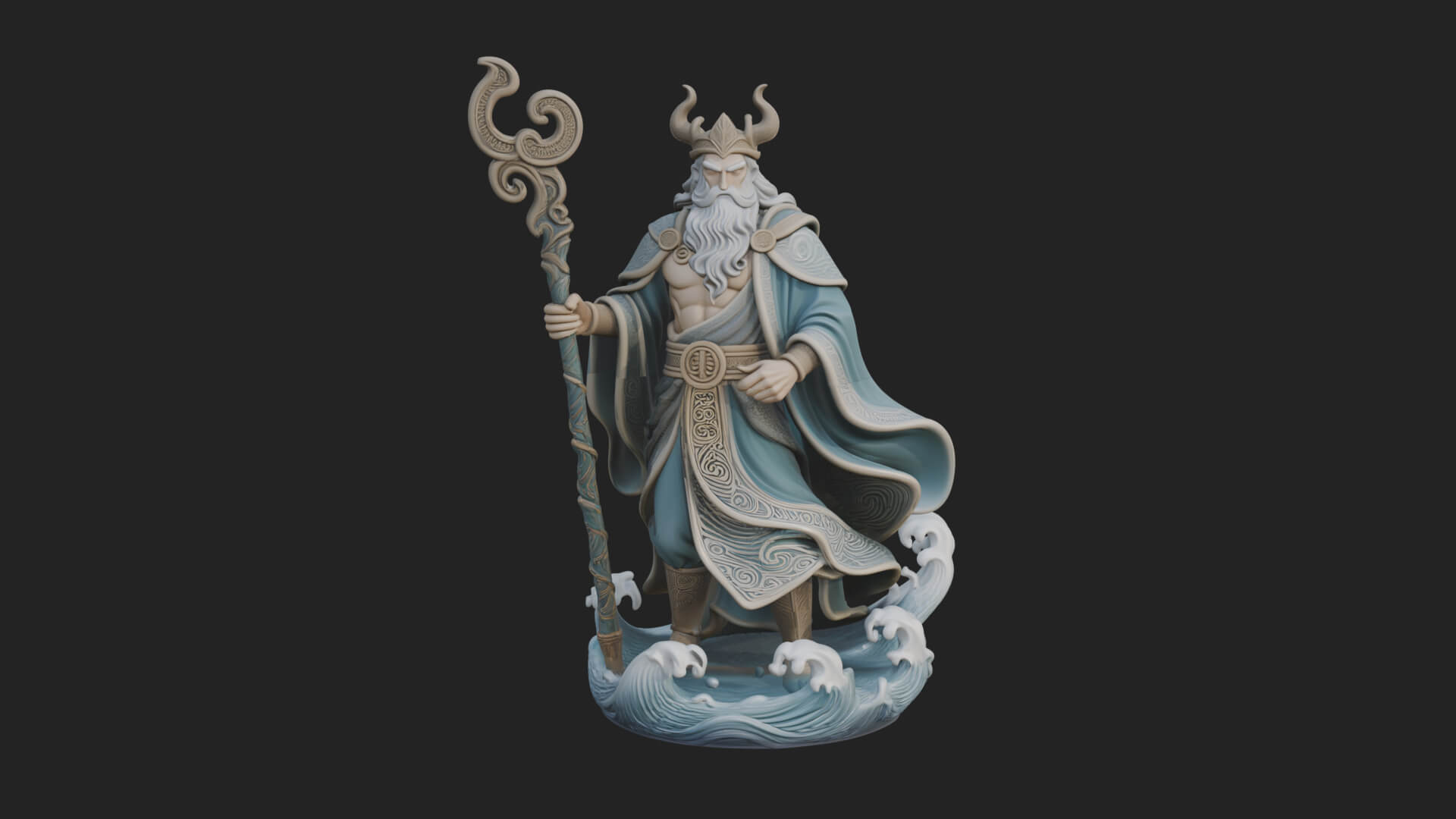 Poseidon With Trident Statue Design 24 3D Print Model 3D Model