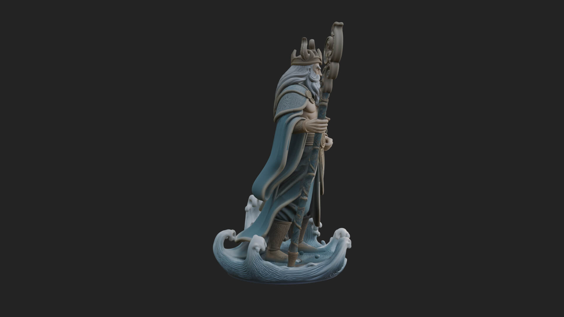 Poseidon With Trident Statue Design 24 3D Print Model 3D Model