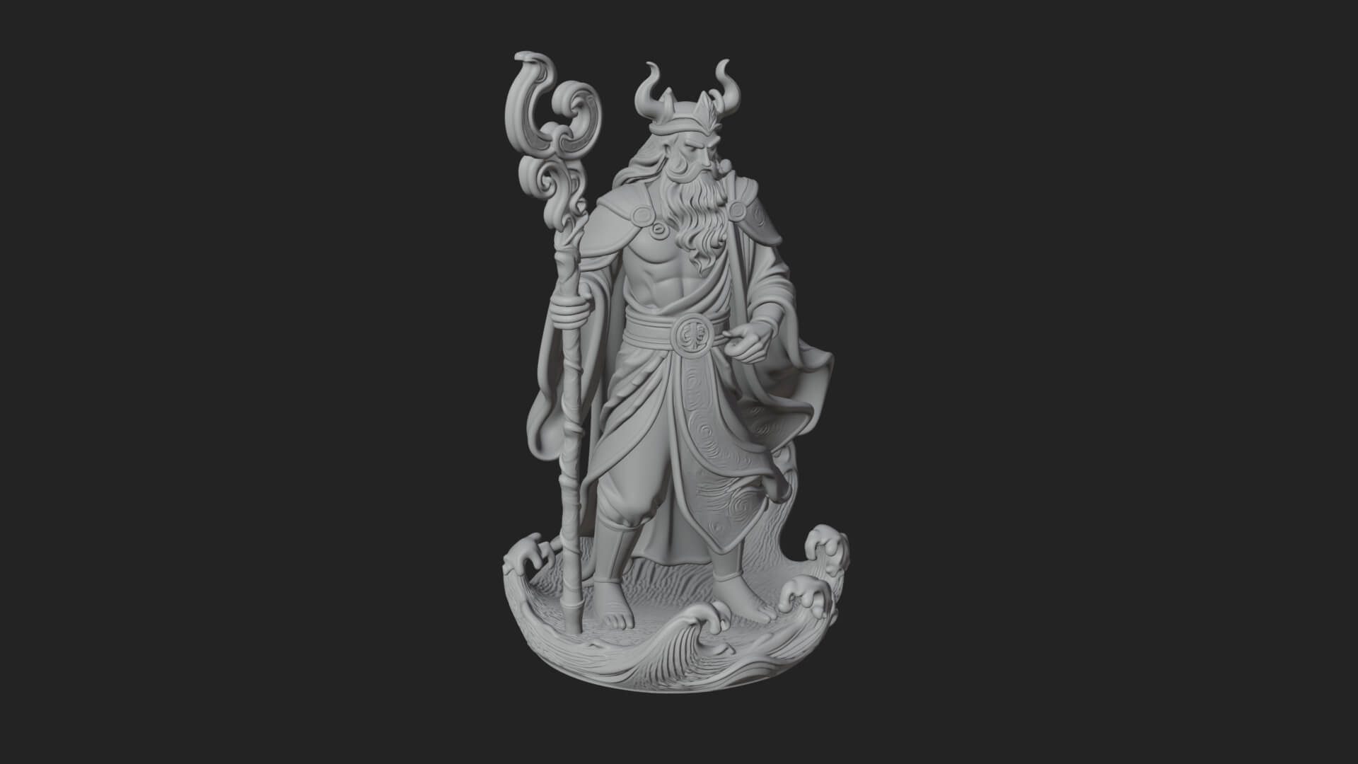 Poseidon With Trident Statue Design 24 3D Print Model 3D Model