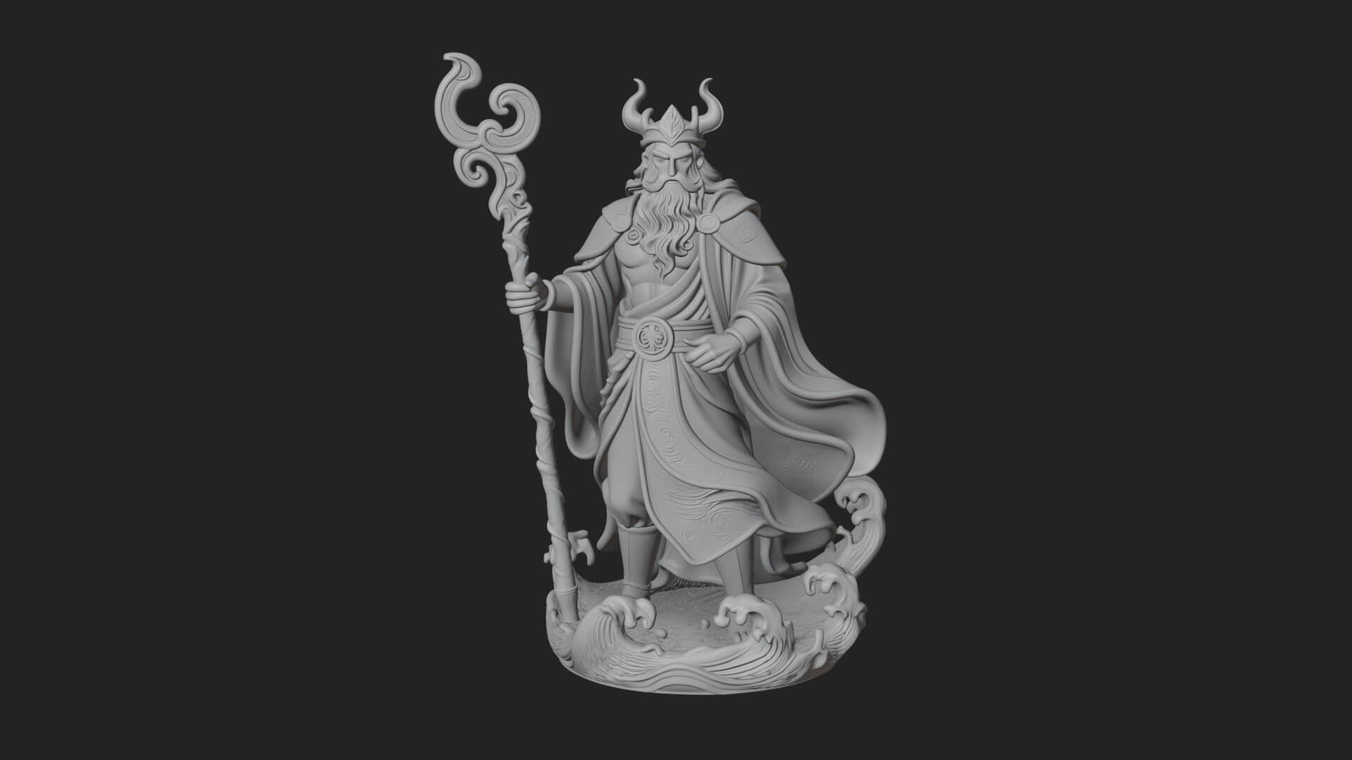 Poseidon With Trident Statue Design 24 3D Print Model 3D Model