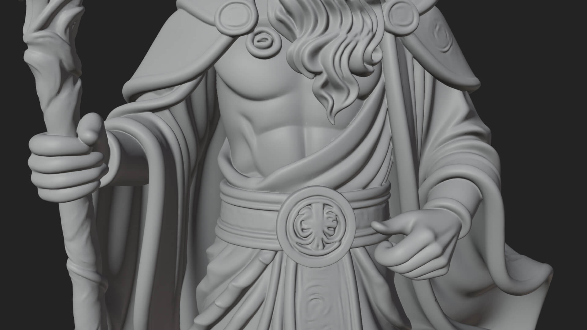 Poseidon With Trident Statue Design 24 3D Print Model 3D Model