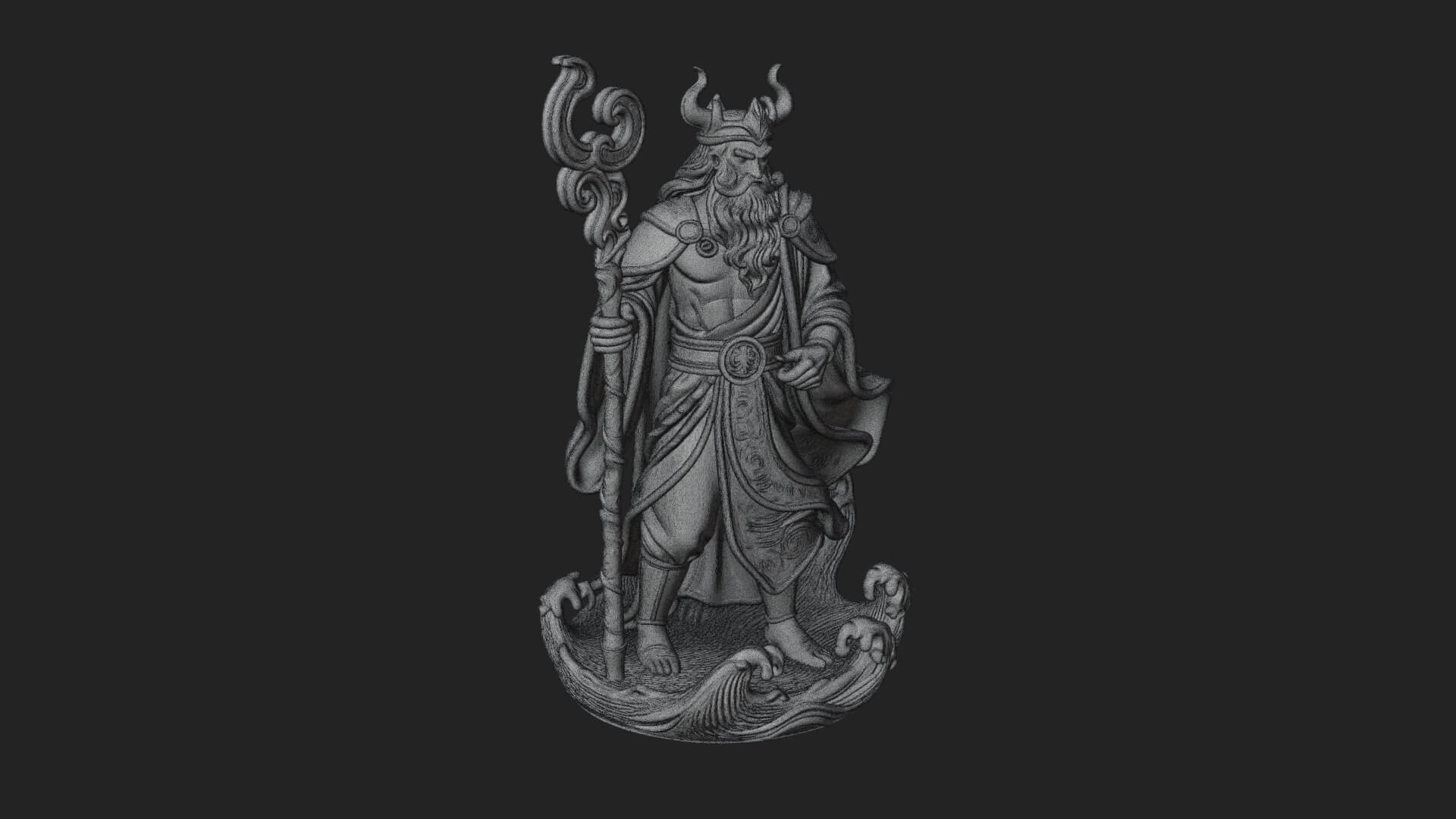 Poseidon With Trident Statue Design 24 3D Print Model 3D Model