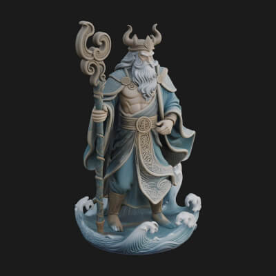 Poseidon With Trident Statue Design 24 3D Print Model