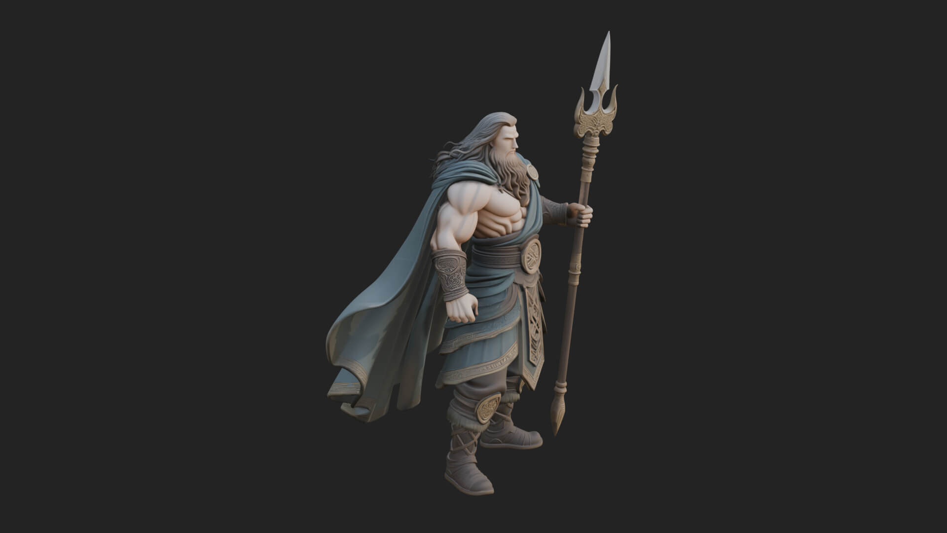 Poseidon with Trident Statue Design 25 3D Print Model 3D Model
