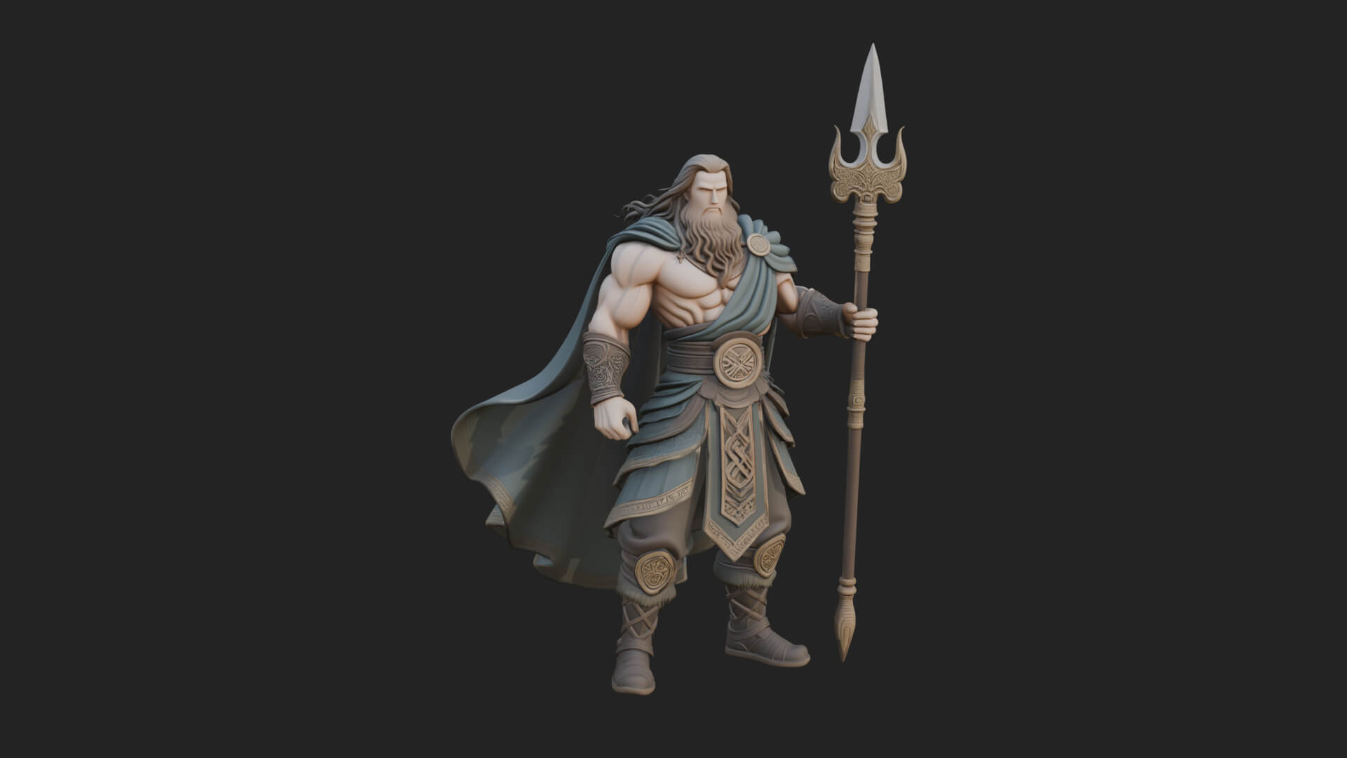 Poseidon with Trident Statue Design 25 3D Print Model 3D Model