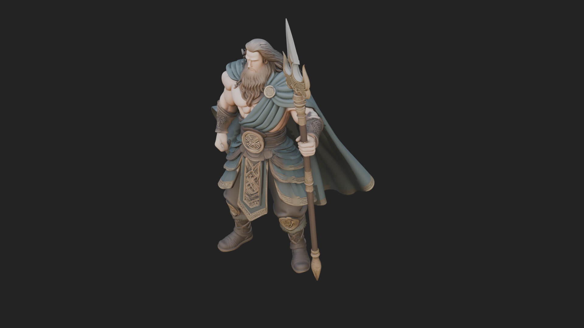 Poseidon with Trident Statue Design 25 3D Print Model 3D Model