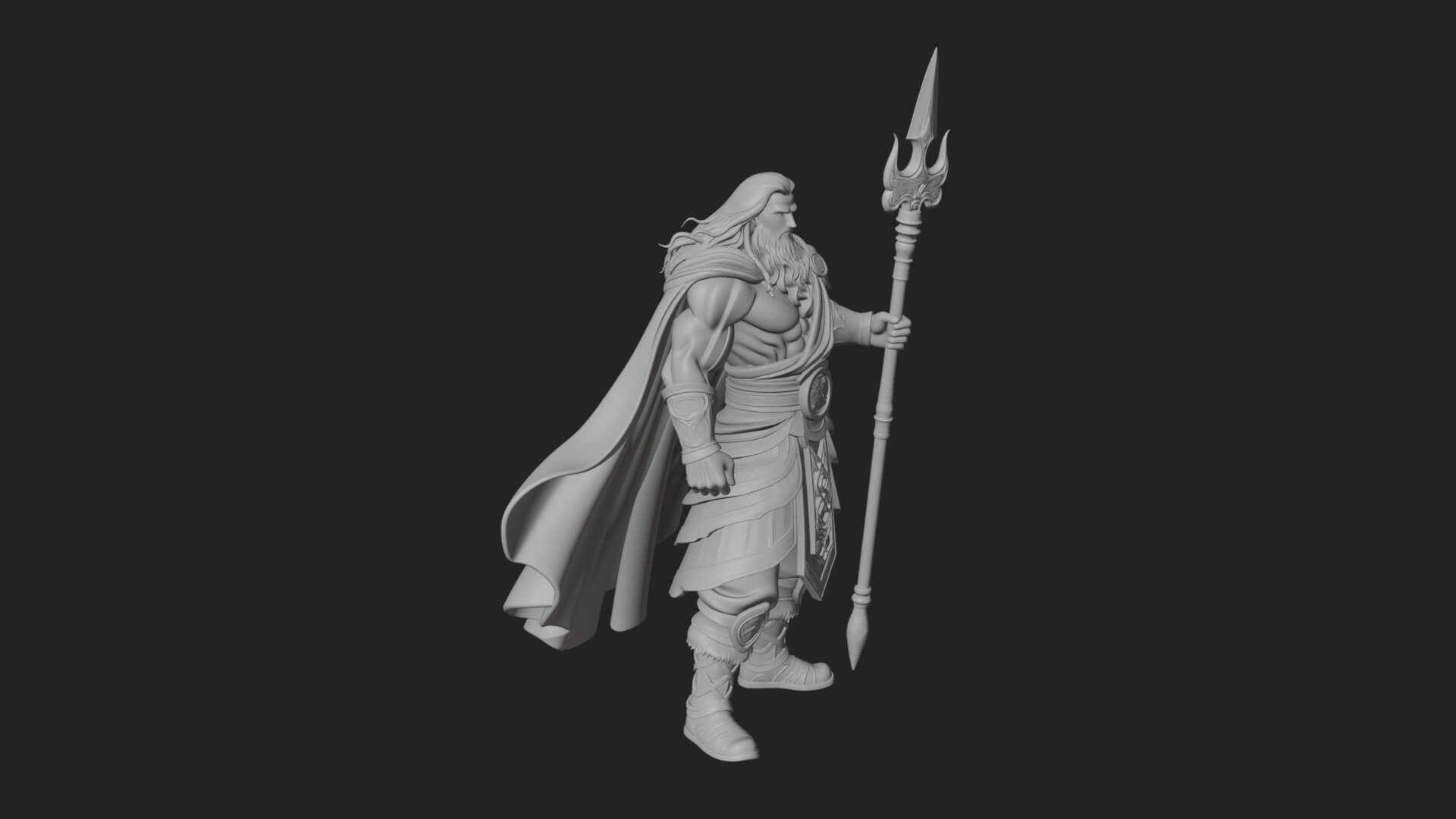 Poseidon with Trident Statue Design 25 3D Print Model 3D Model