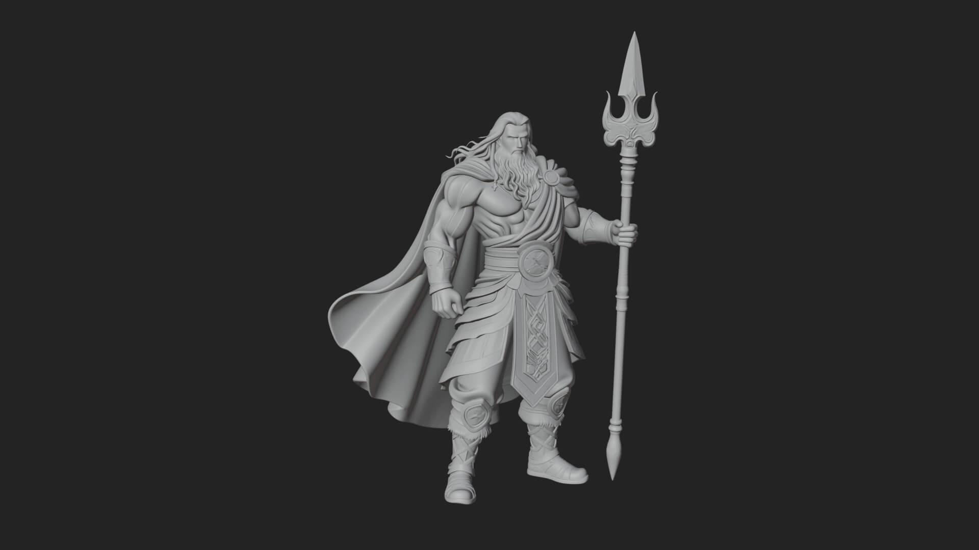 Poseidon with Trident Statue Design 25 3D Print Model 3D Model